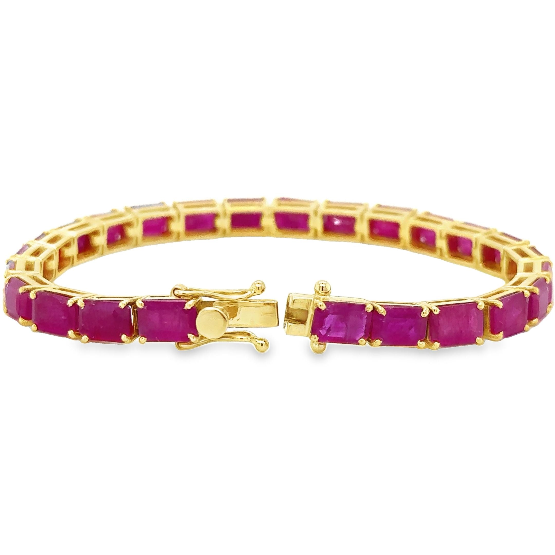 Pulsera De Oro Amarillo De 14 Quilates Con Rubí Baguette 28.8 Ct.