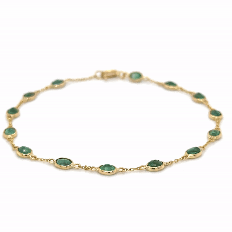 Pulsera De Estación De Esmeralda De Oro Amarillo De 18 Kt 2.5 Ct.