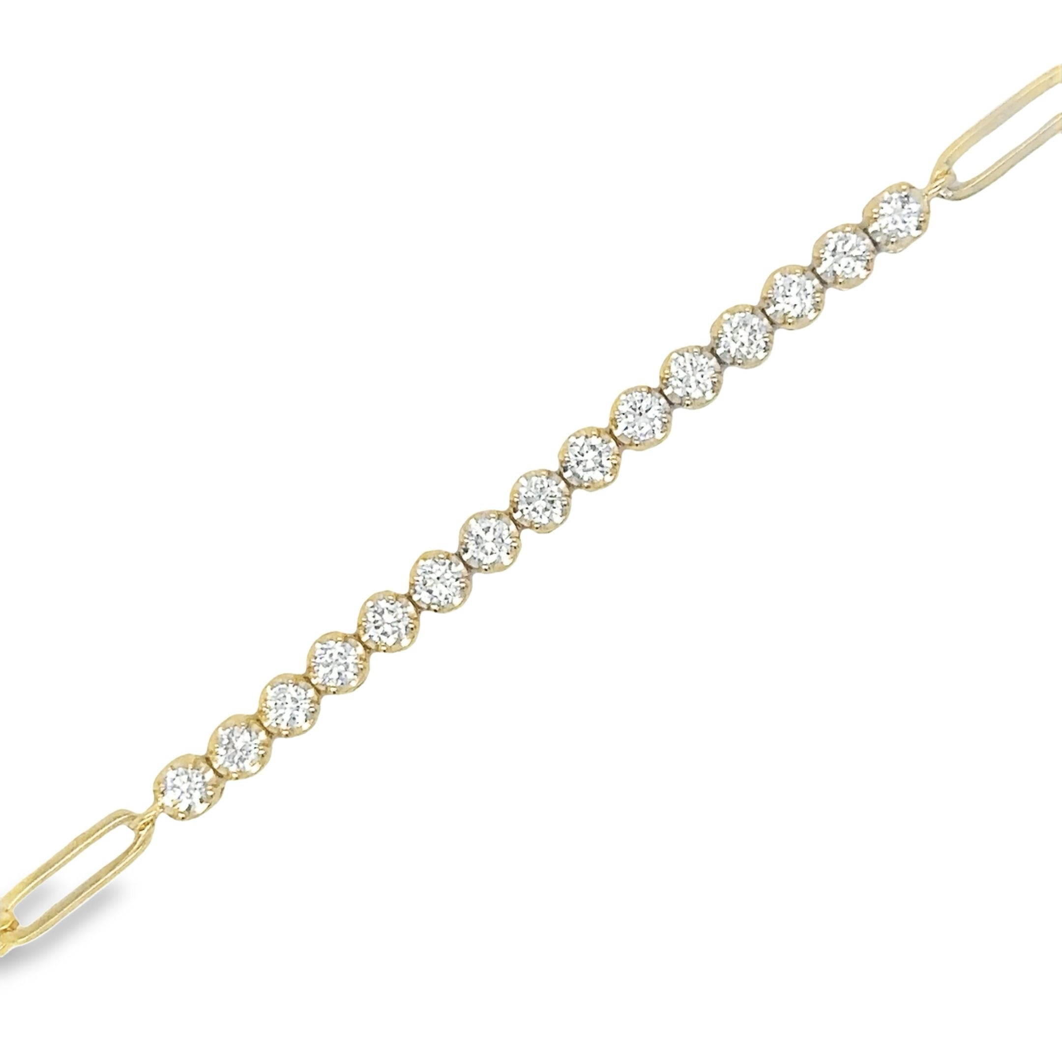 Pulsera De Tenis De Diamantes De 14 Quilates Con Clip 1.26 Ct.