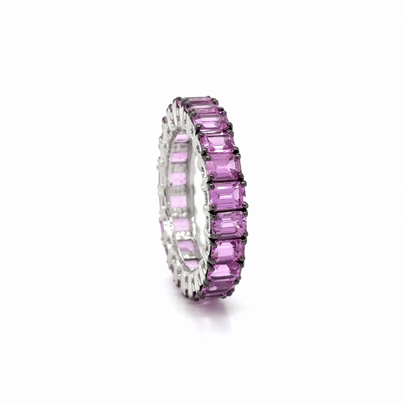 Anillo Zafiro Rosa Oro Blanco De 18 Quilates 5.63 Ct.