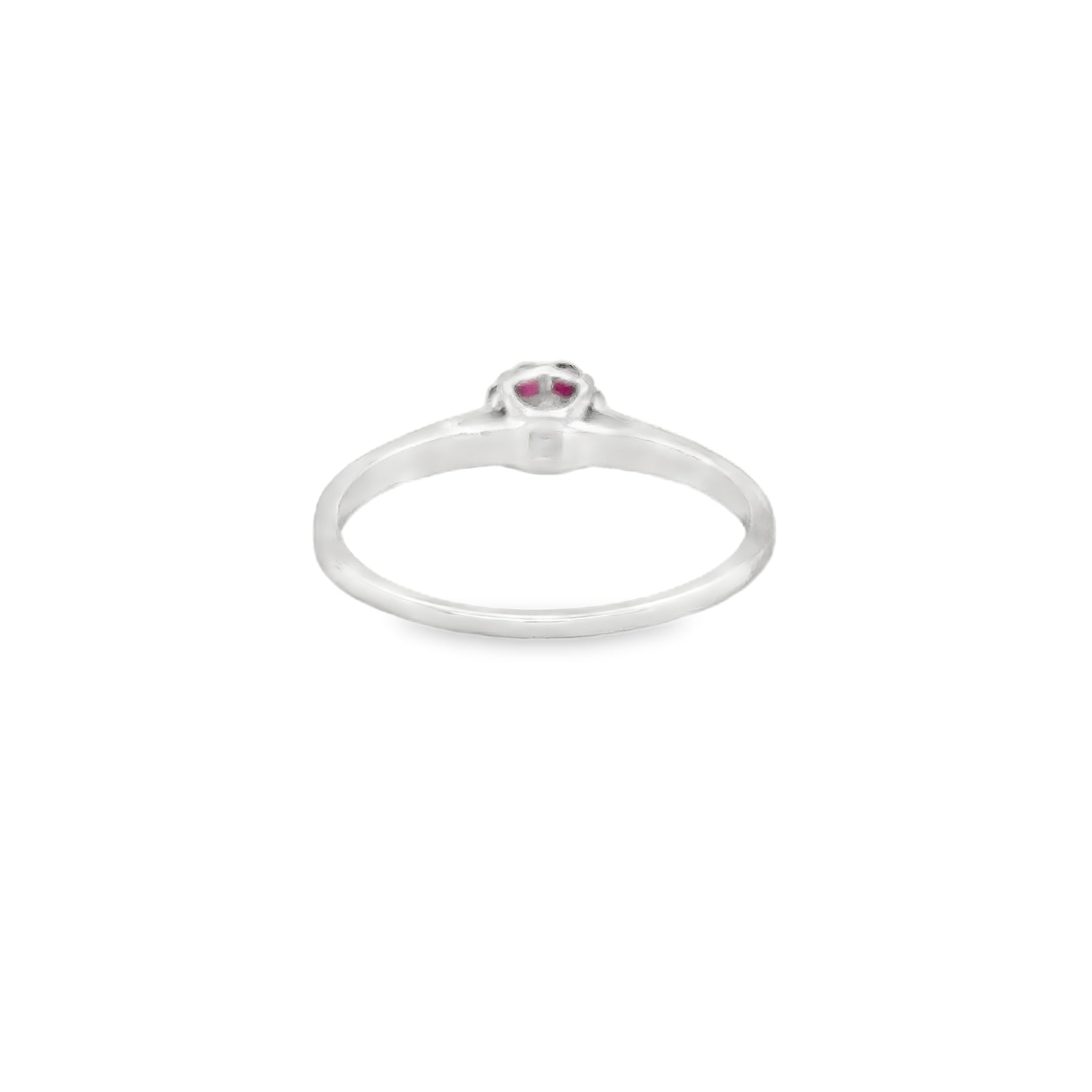 Anillo Rubí Oro Blanco De 18 Kt 0.23 Ct.