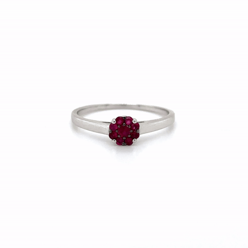 Anillo Rubí Oro Blanco De 18 Kt 0.23 Ct.