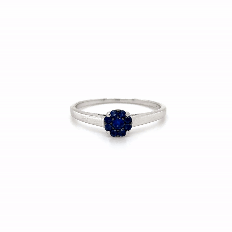Anillo De Oro Blanco De 18 Quilates Zafiro Azul 0.23 Ct.