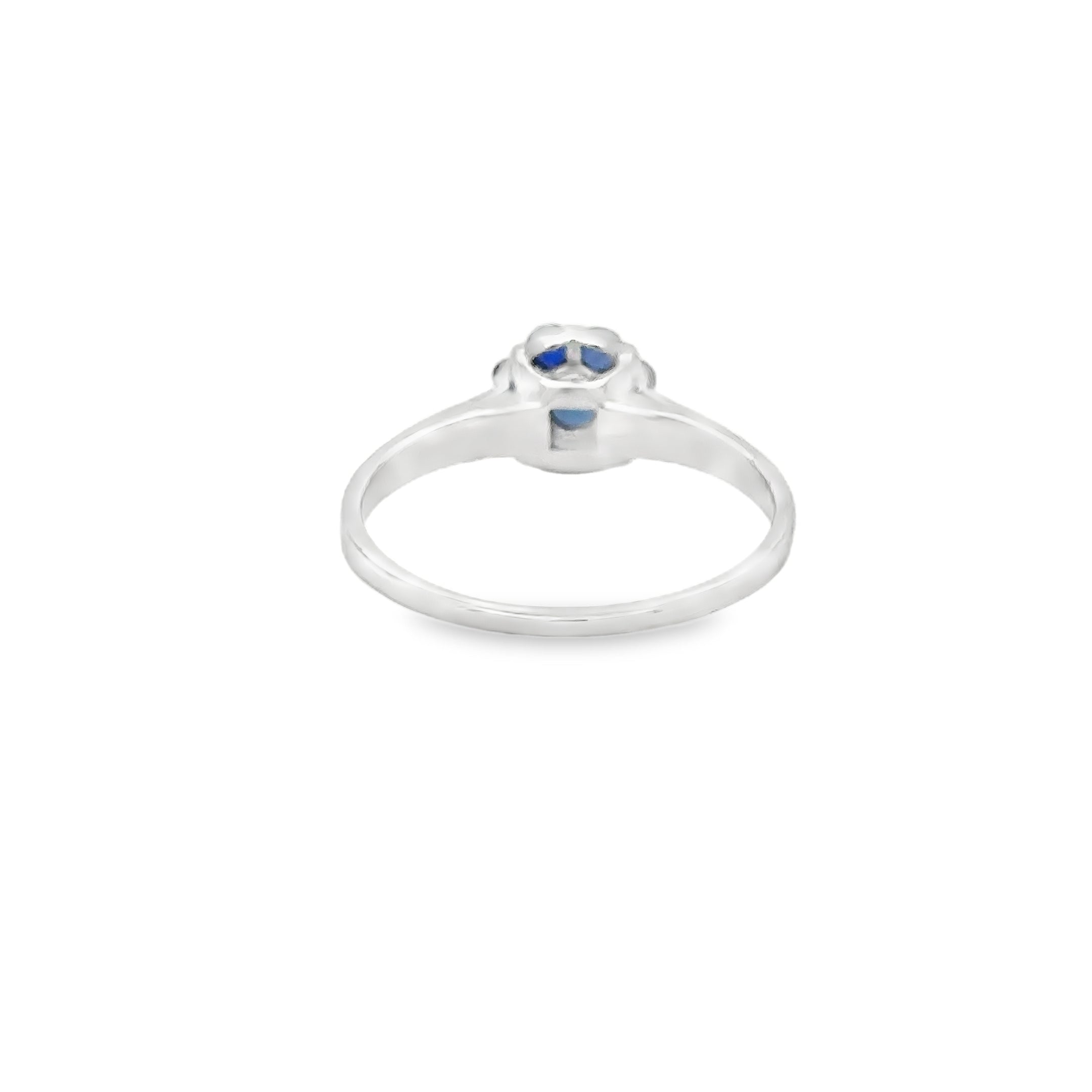Anillo De Oro Blanco De 18 Quilates Zafiro Azul 0.59 Ct.