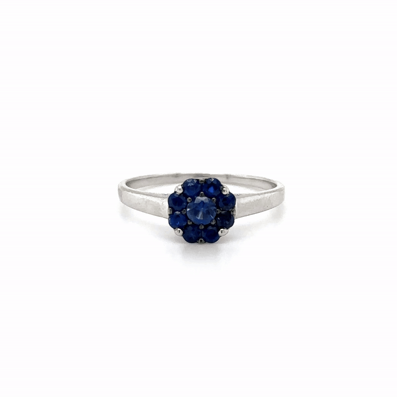 Anillo De Oro Blanco De 18 Quilates Zafiro Azul 0.59 Ct.