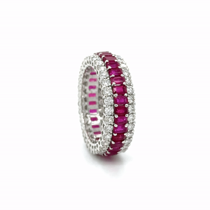 Anillo De Oro Blanco De 18 Quilates Con Rubí Y Diamantes 5.2 Ct.