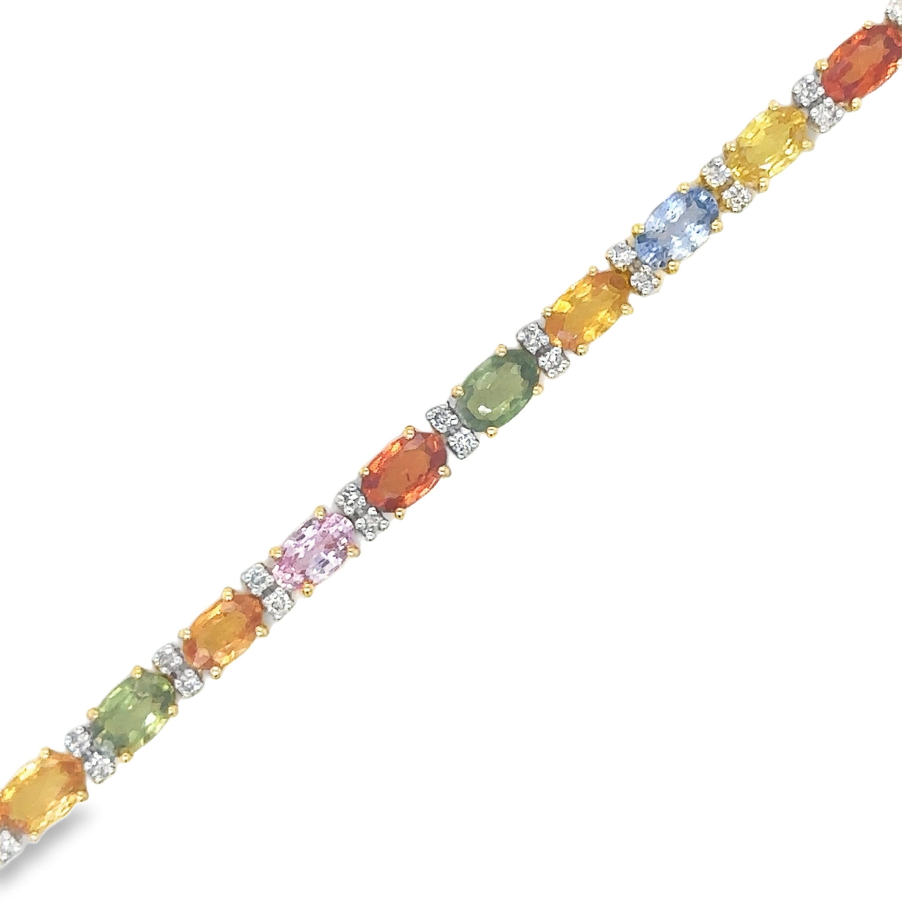 Pulsera De Oro Amarillo De 18 Quilates Con Múltiples Zafiros Y Diamantes 8.99 Ct.
