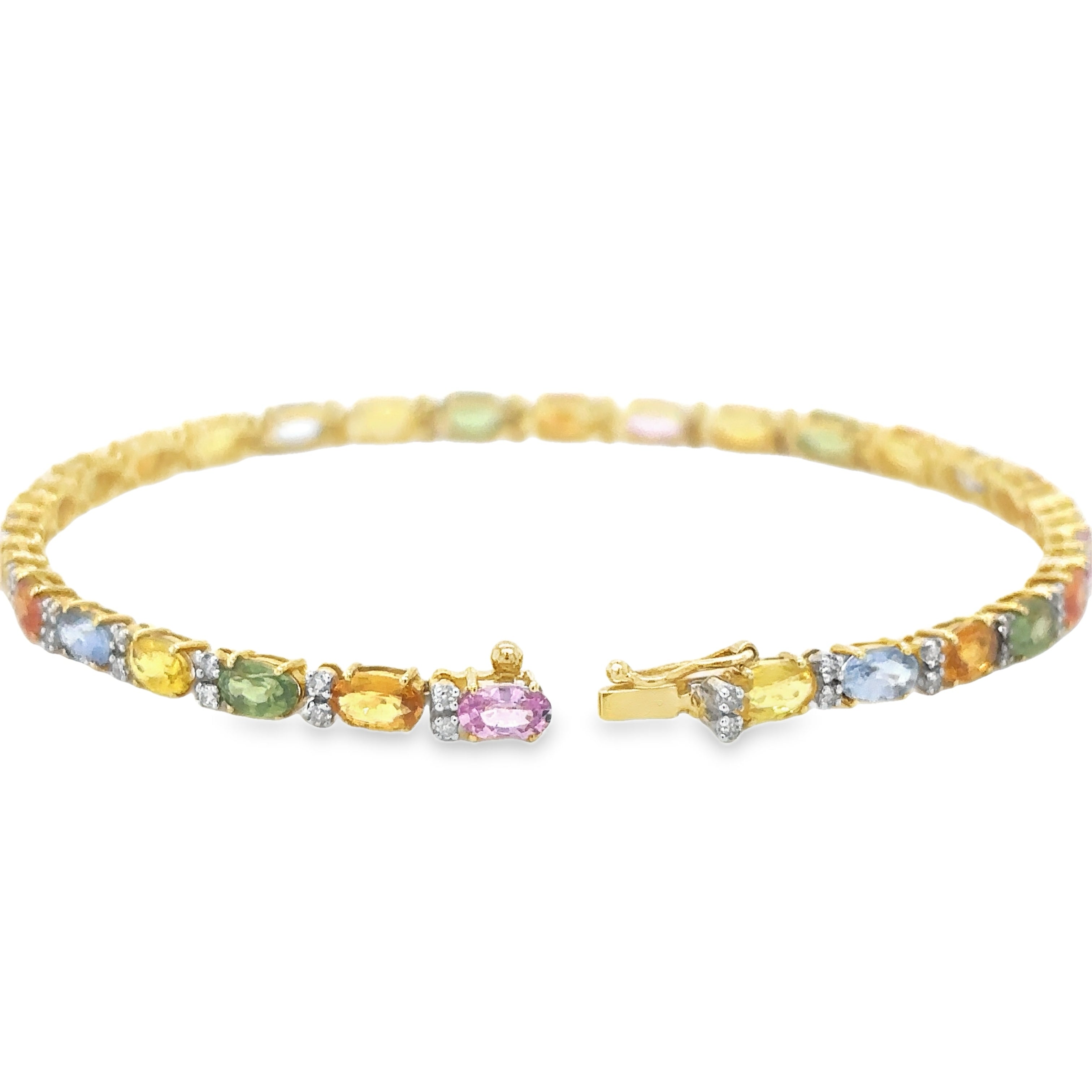 Pulsera De Oro Amarillo De 18 Quilates Con Múltiples Zafiros Y Diamantes 8.99 Ct.