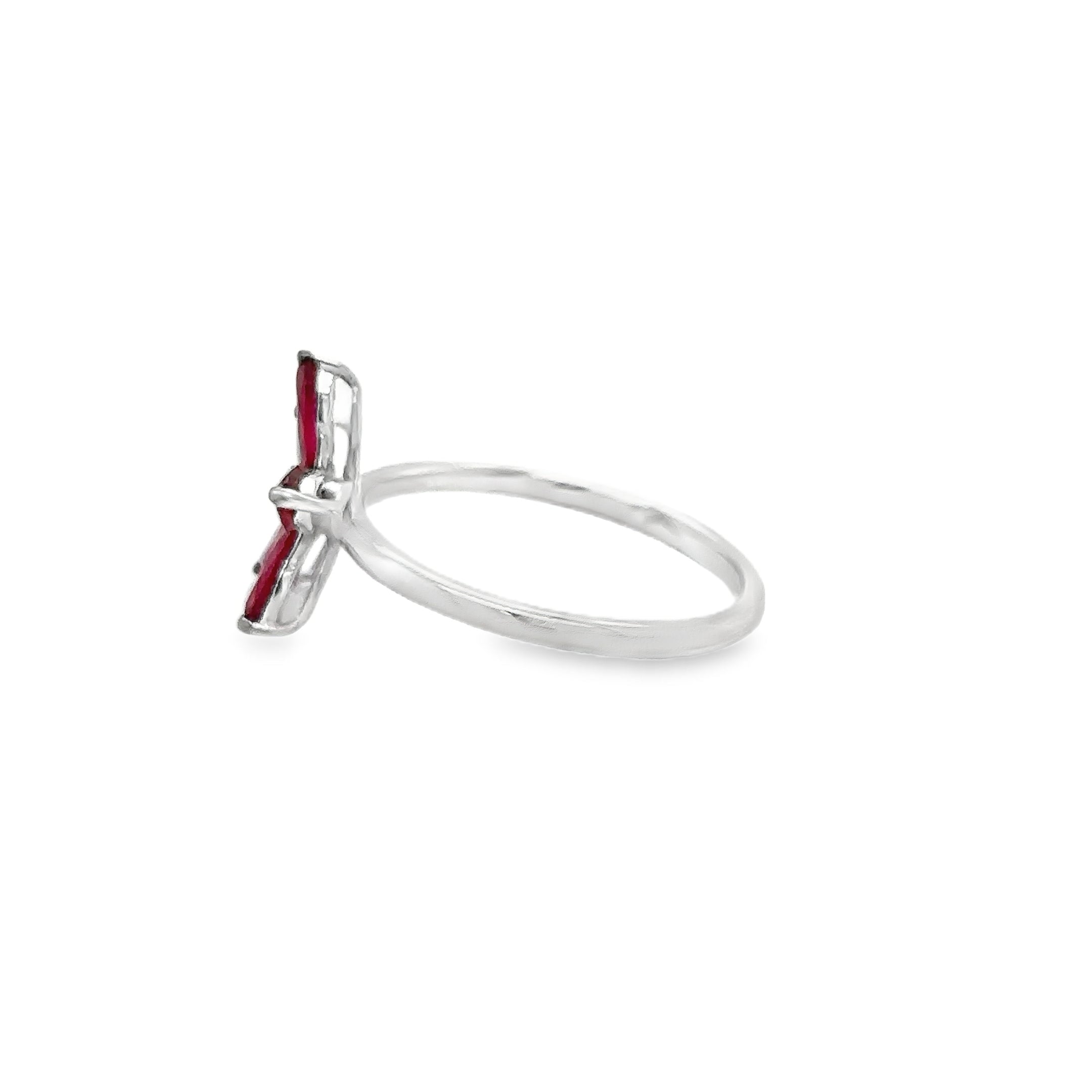 Anillo Estrella Rubí Oro Blanco De 18 Kates 1.25 Ct.