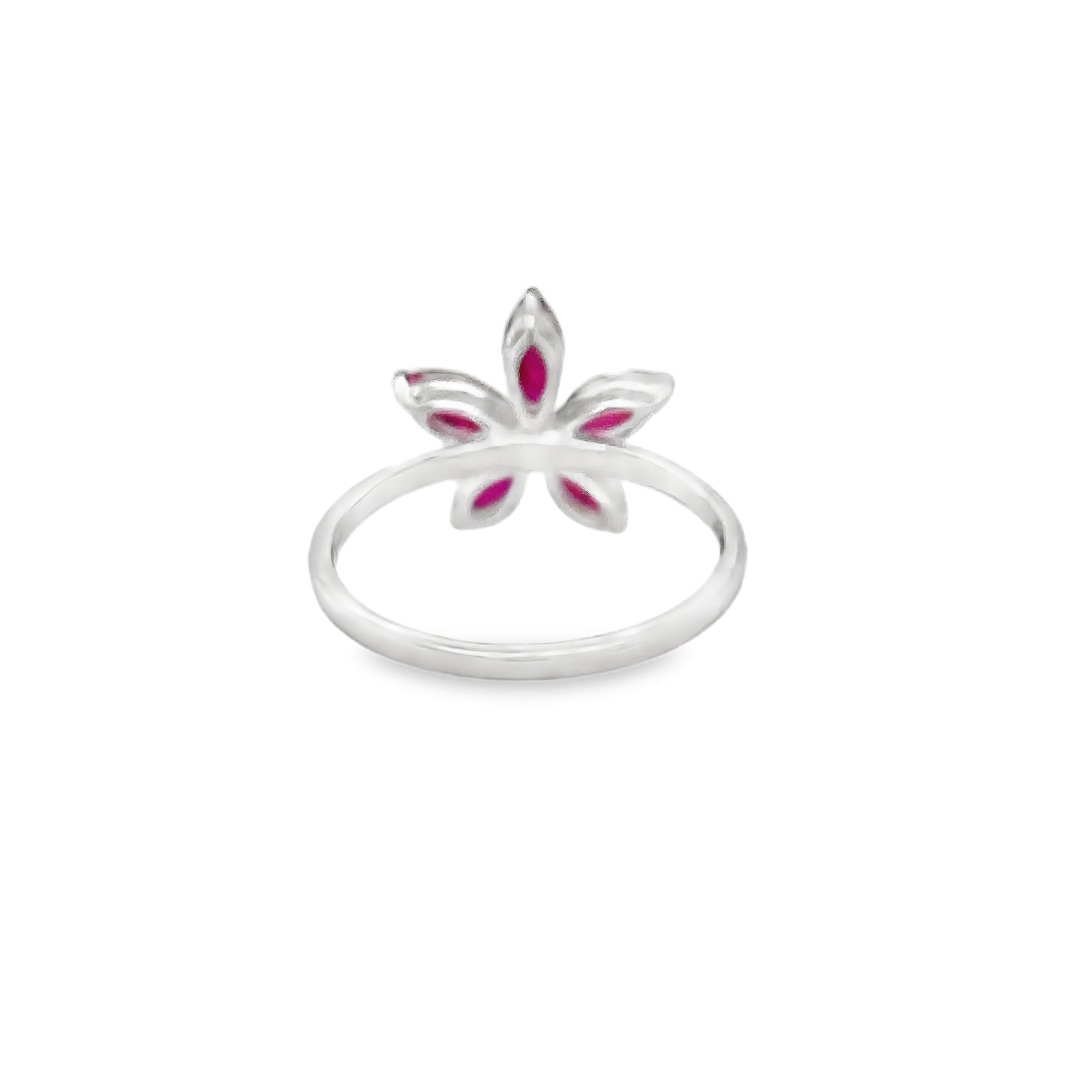 Anillo Estrella Rubí Oro Blanco De 18 Kates 1.25 Ct.