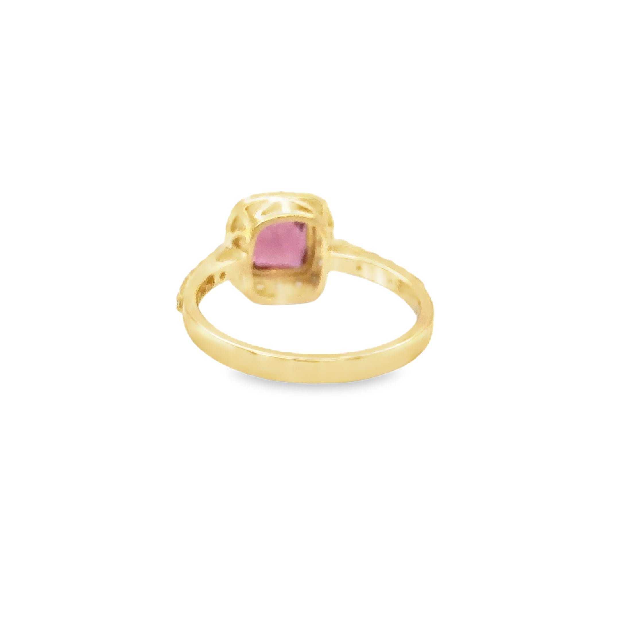 Anillo Oro Amarillo De 14 Quilates, Turmalina Rosa Y Diamantes 1.7 Ct.