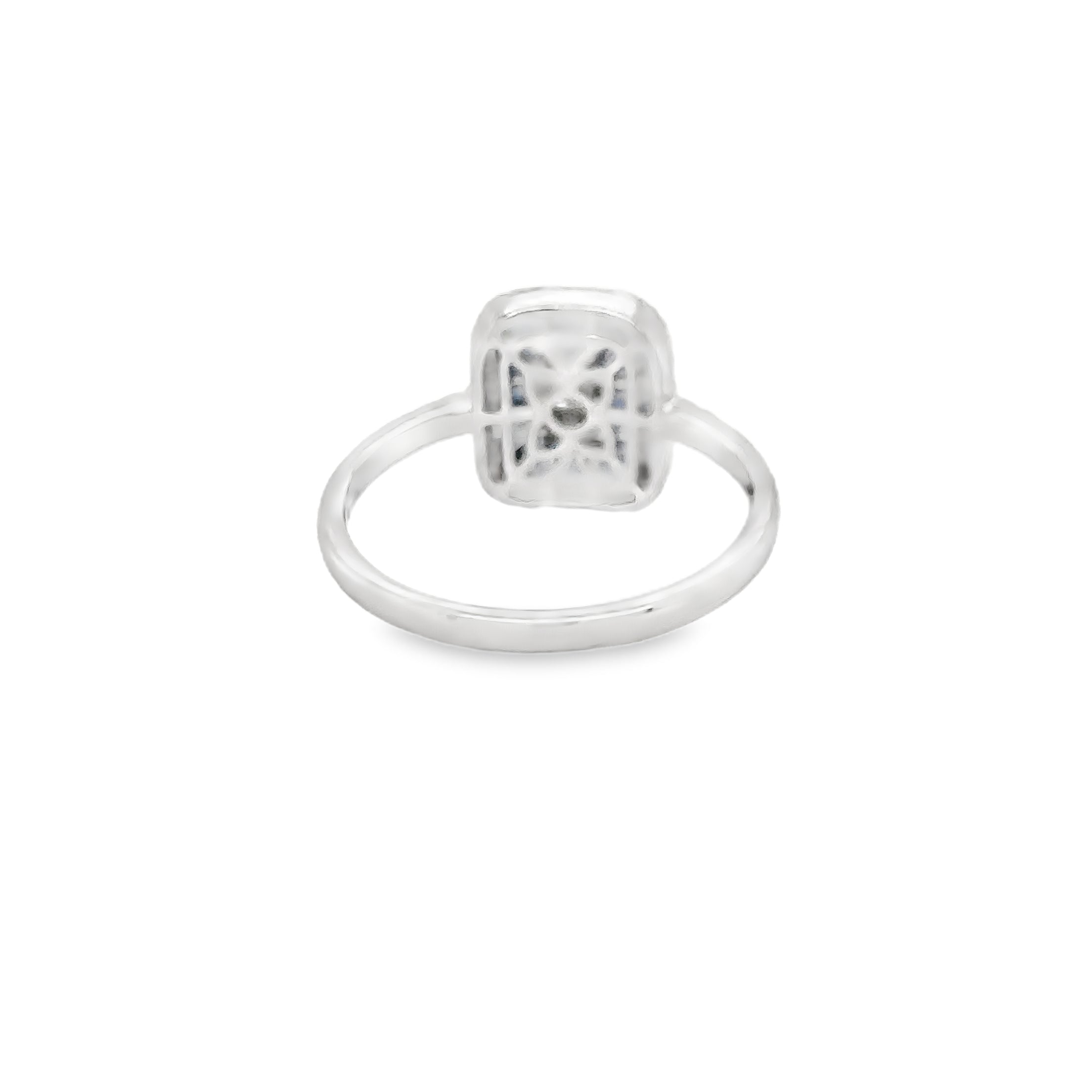 Anillo De Oro Blanco De 14 Quilates Con Diamantes Y Zafiros 1.05 Ct.