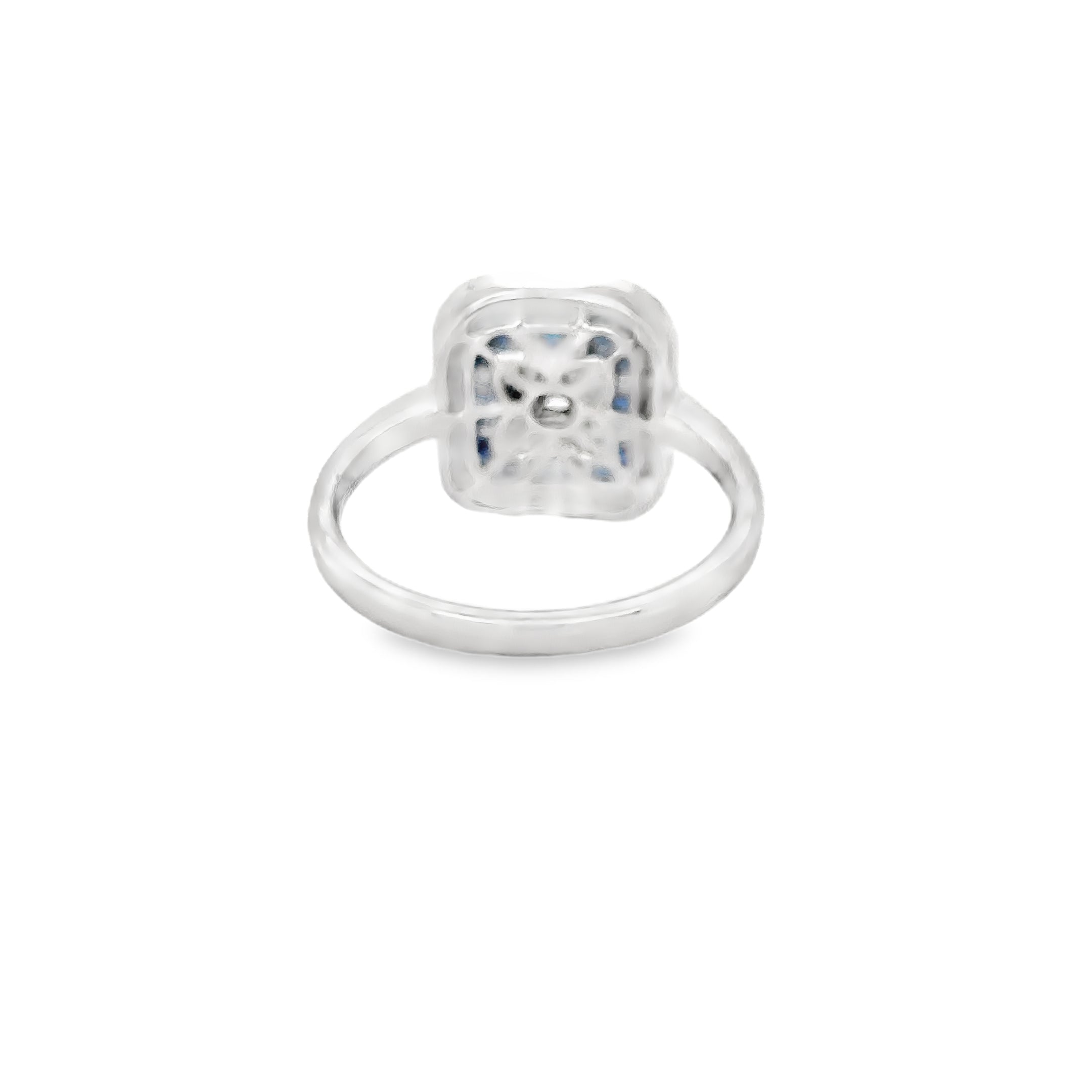 Anillo De Oro Blanco De 14K Con Diamantes Y Zafiros 1.41 Ct.