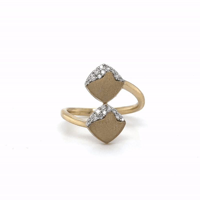 Anillo De Oro Amarillo De 14 Quilates Con Acabado Mate De Diamantes 0.22 Ct.