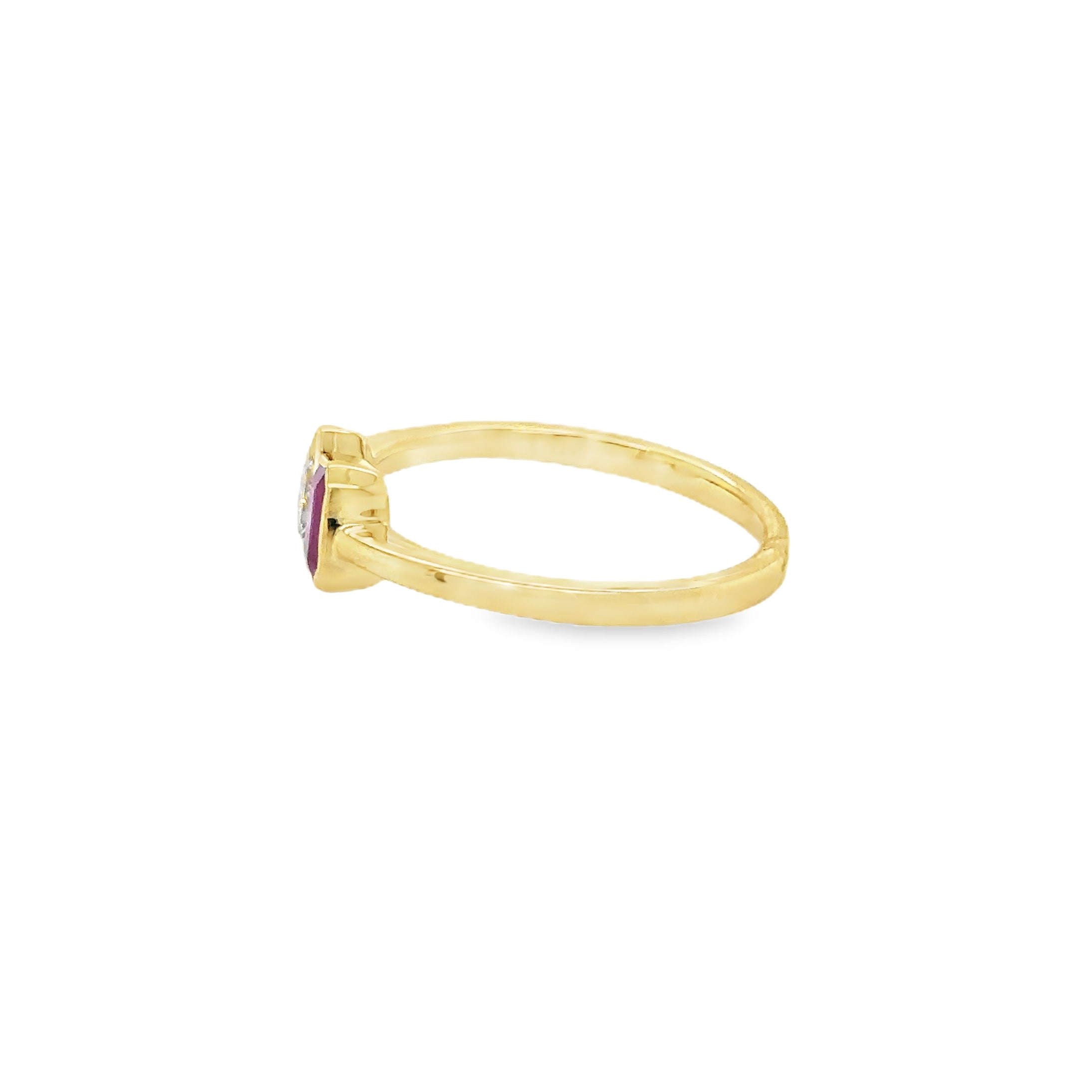 Anillo De Oro Amarillo De 14 K Con Rubí Y Diamantes Amarillos