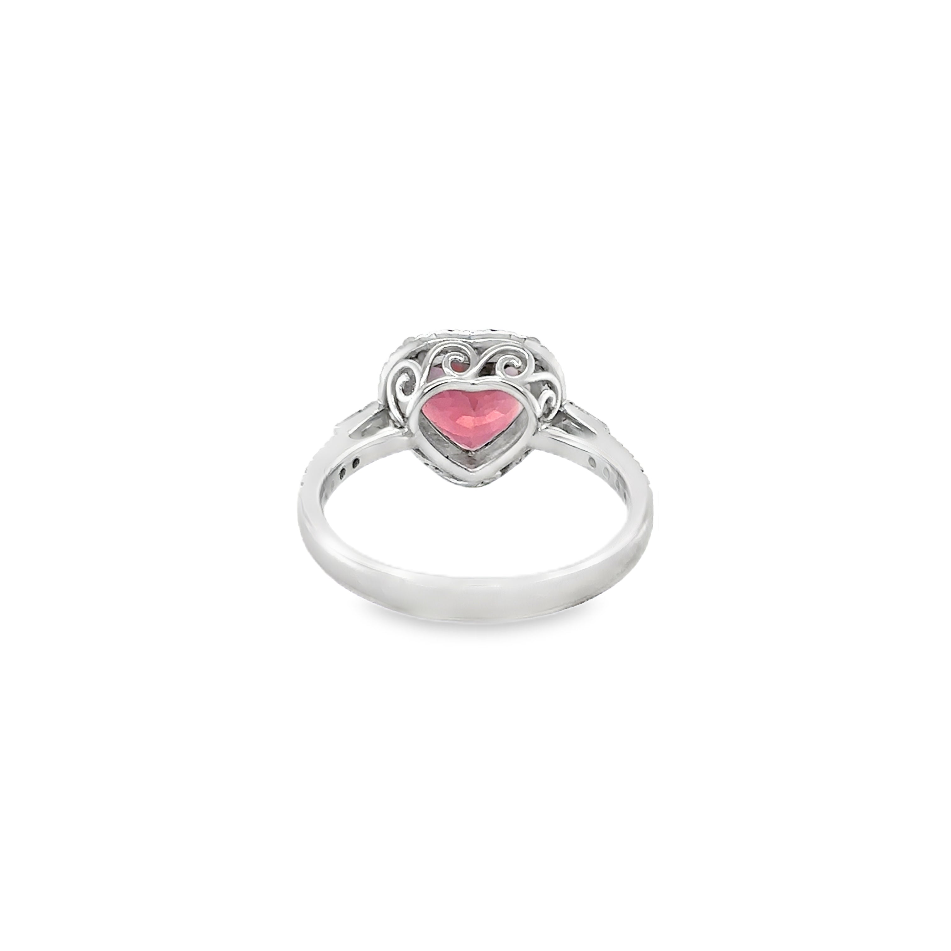 Anillo Oro Blanco De 14 Quilates, Turmalina Rosa Y Diamantes 2.9 Ct.