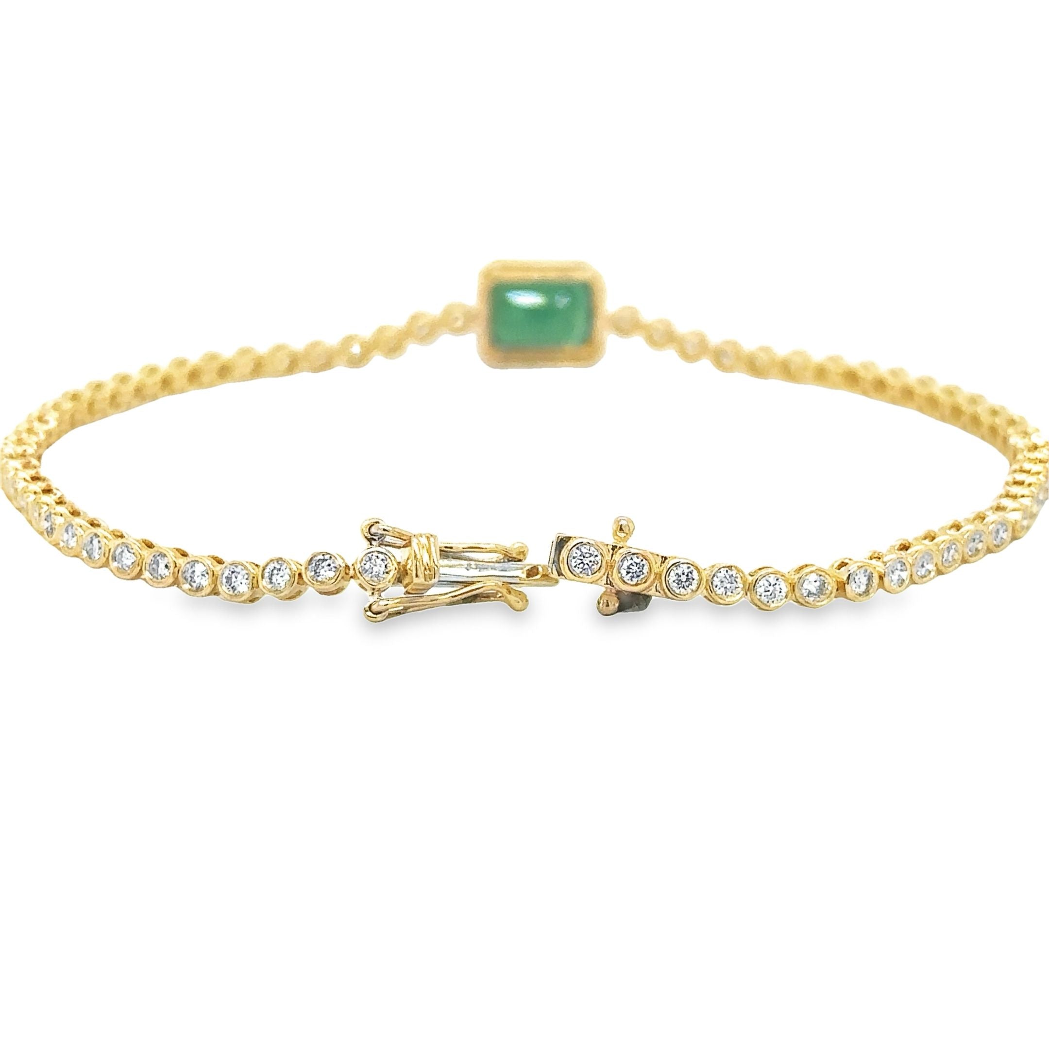 Pulsera De Tenis Oct Esmeralda De 14 Quilates Y Diamantes 2.59 Ct.