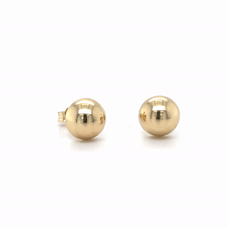 Tachuelas De Bola Media De Oro Amarillo Italiano De 14K De 8 Mm