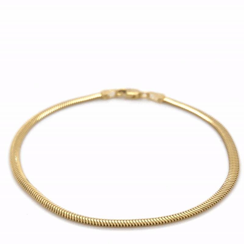Pulsera De Serpiente Plana De Oro Amarillo De 14Kt 7" 2.40 G