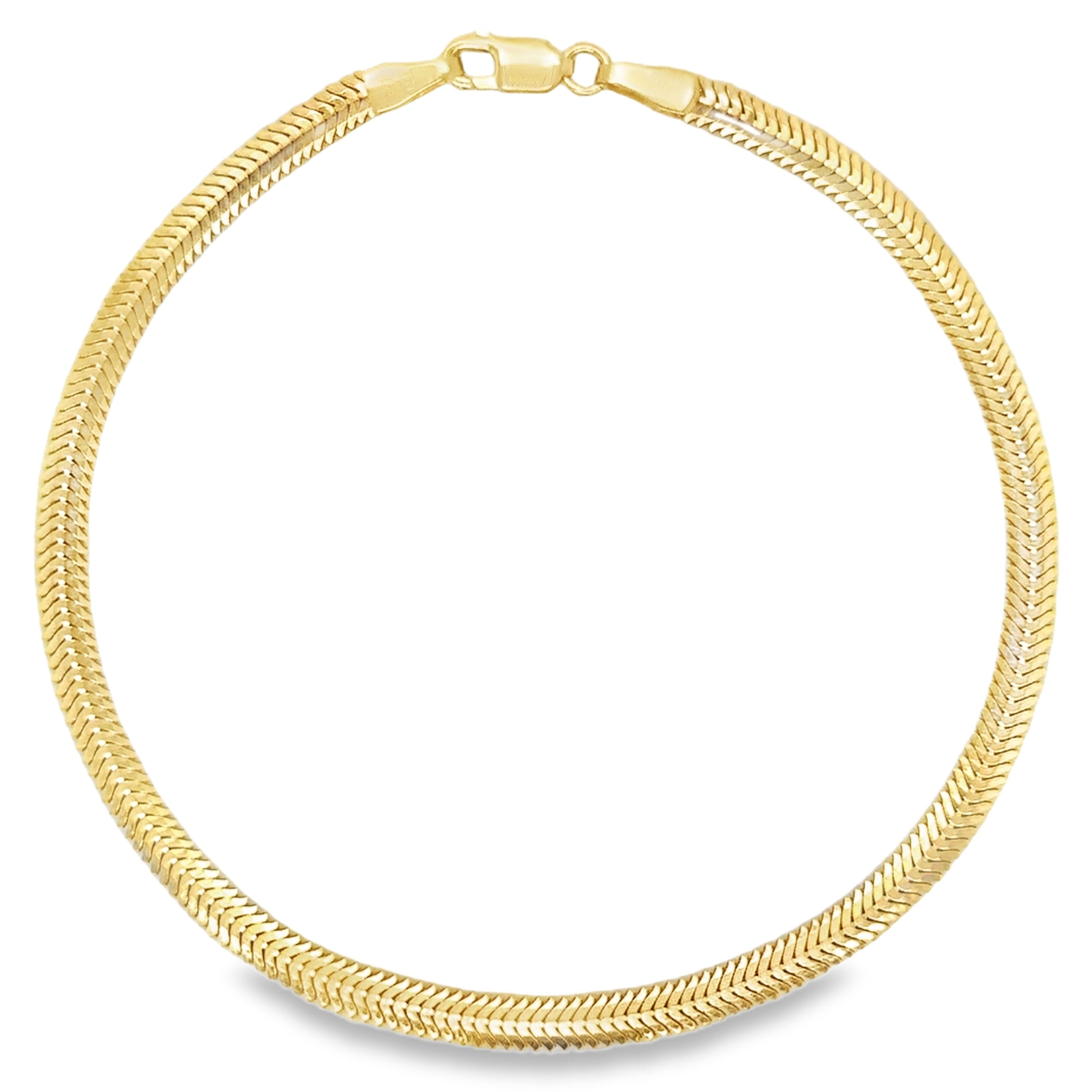 Pulsera De Serpiente Plana De Oro Amarillo De 14Kt 4.00 G