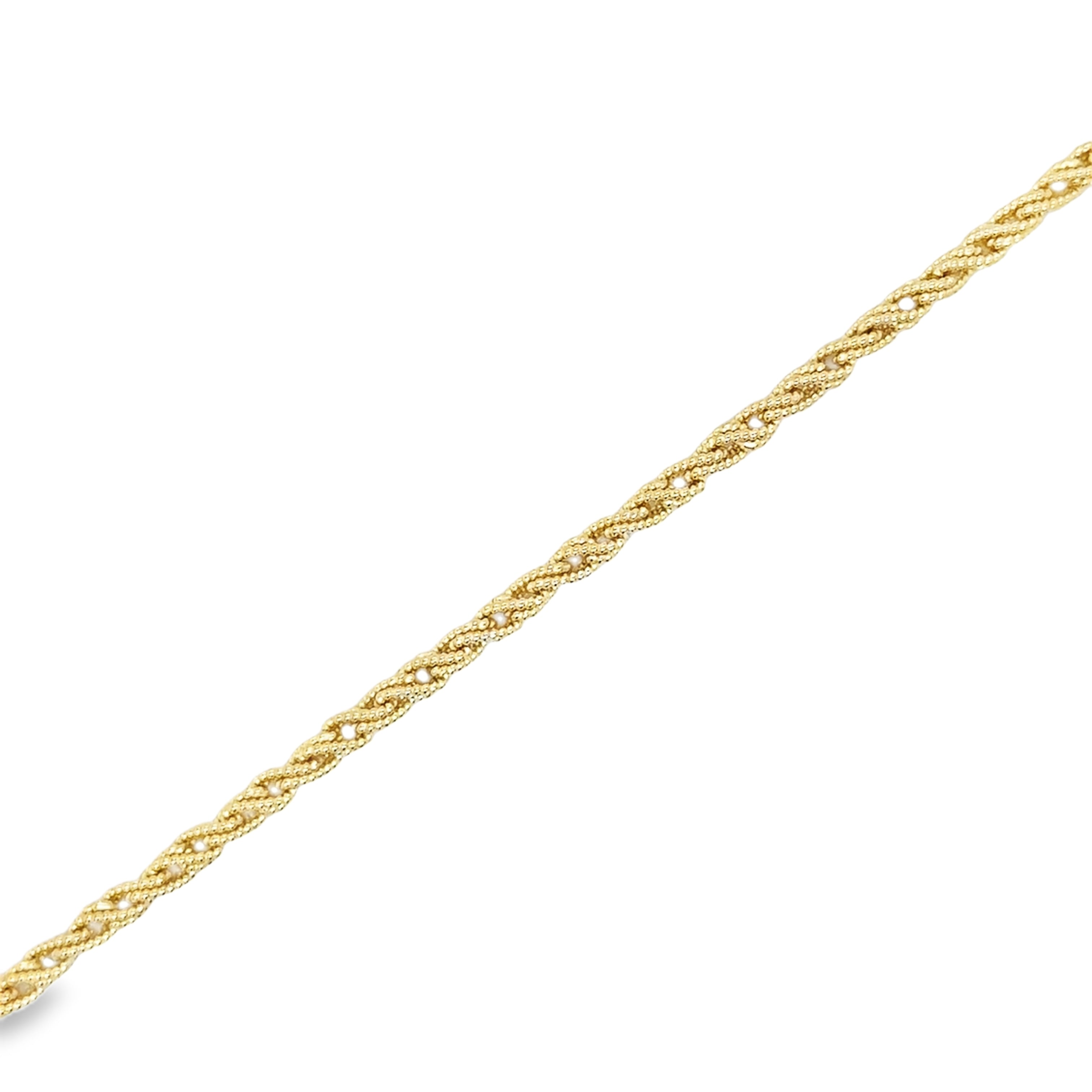 Pulsera De Cadena De Cuerda De Oro Amarillo De 14Kt 7.5" 7.65 G