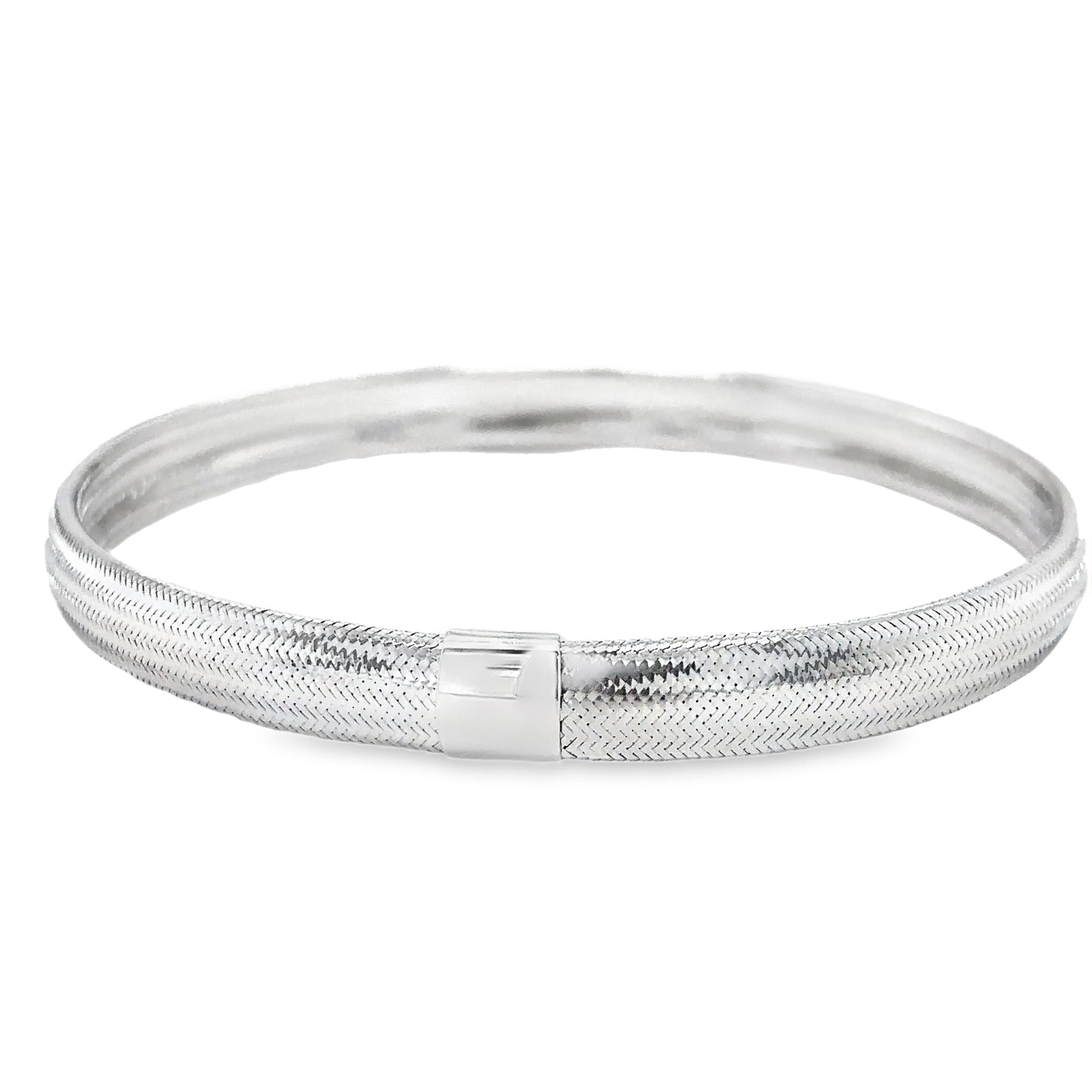 Brazalete Elástico De Oro Blanco De 14K 1.65 G