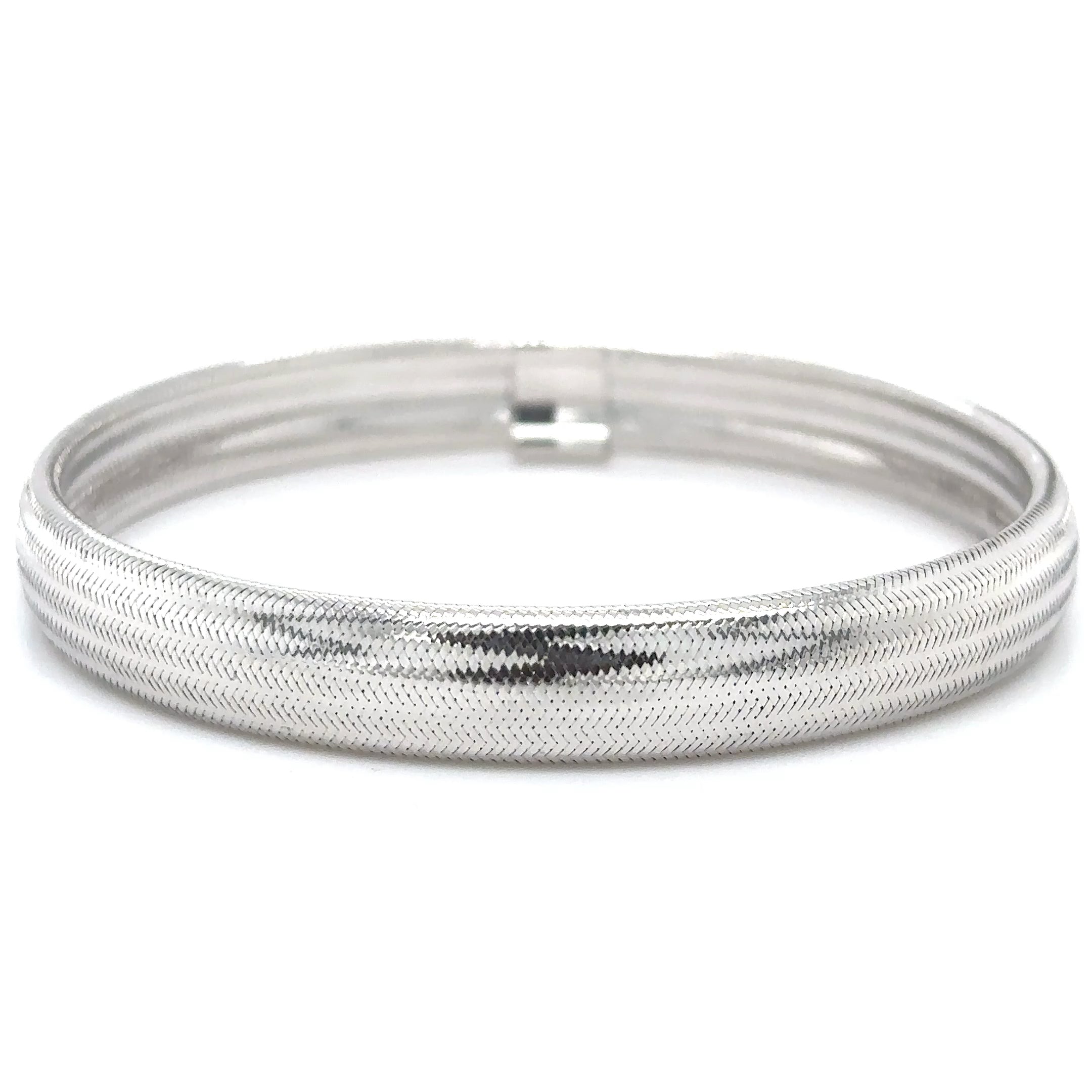 Brazalete Elástico De Oro Blanco De 14K 2.55 G