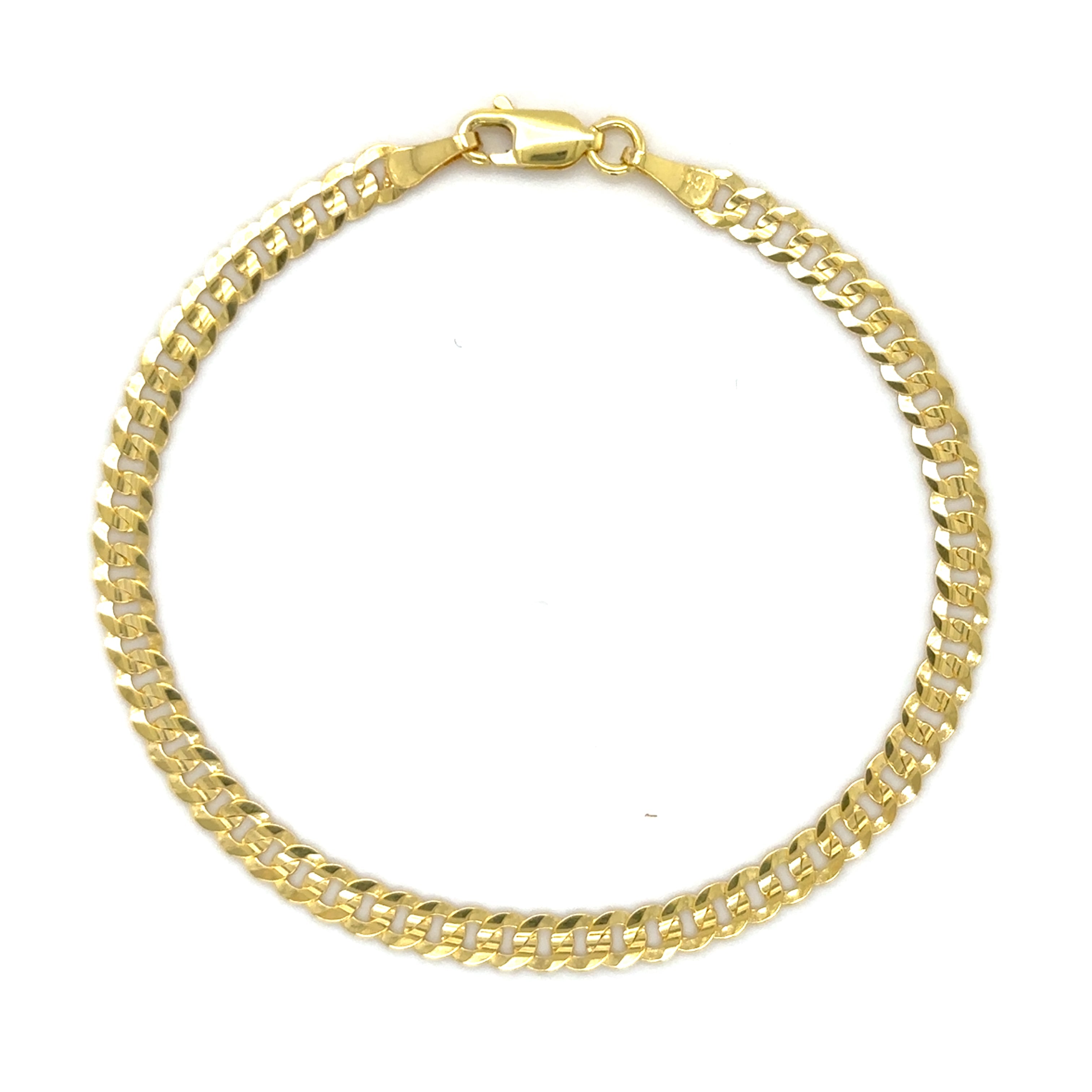 Pulsera Cubana Plana De Oro Amarillo De 14Kt 3.65 G