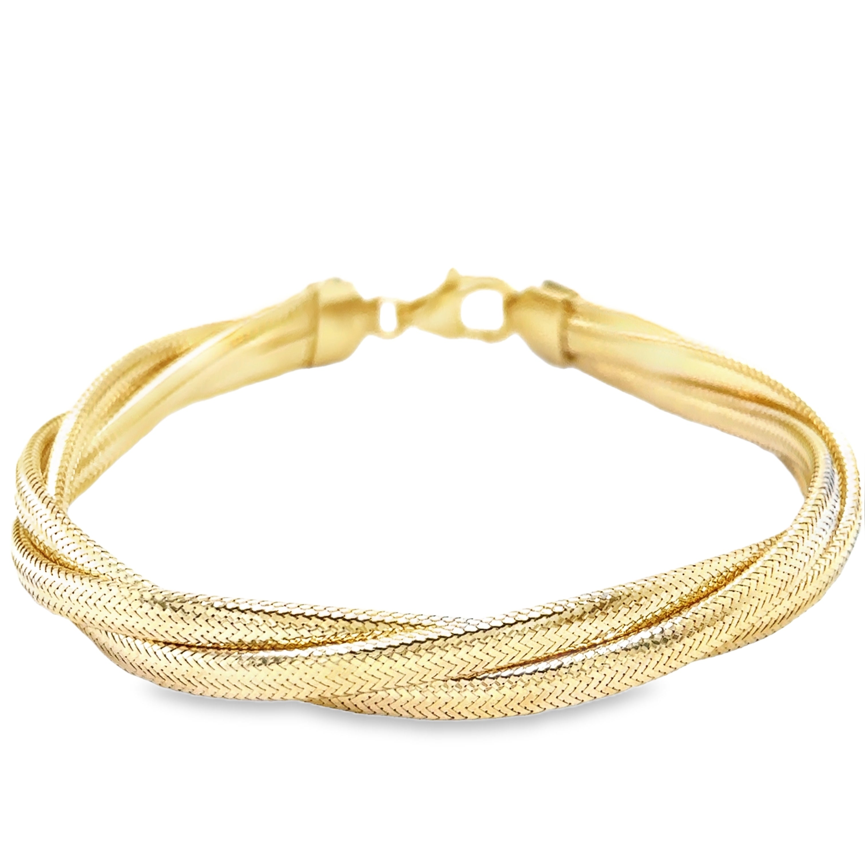 Pulsera Trenzada Elástica De Oro Amarillo De 14Kt 3.85 G