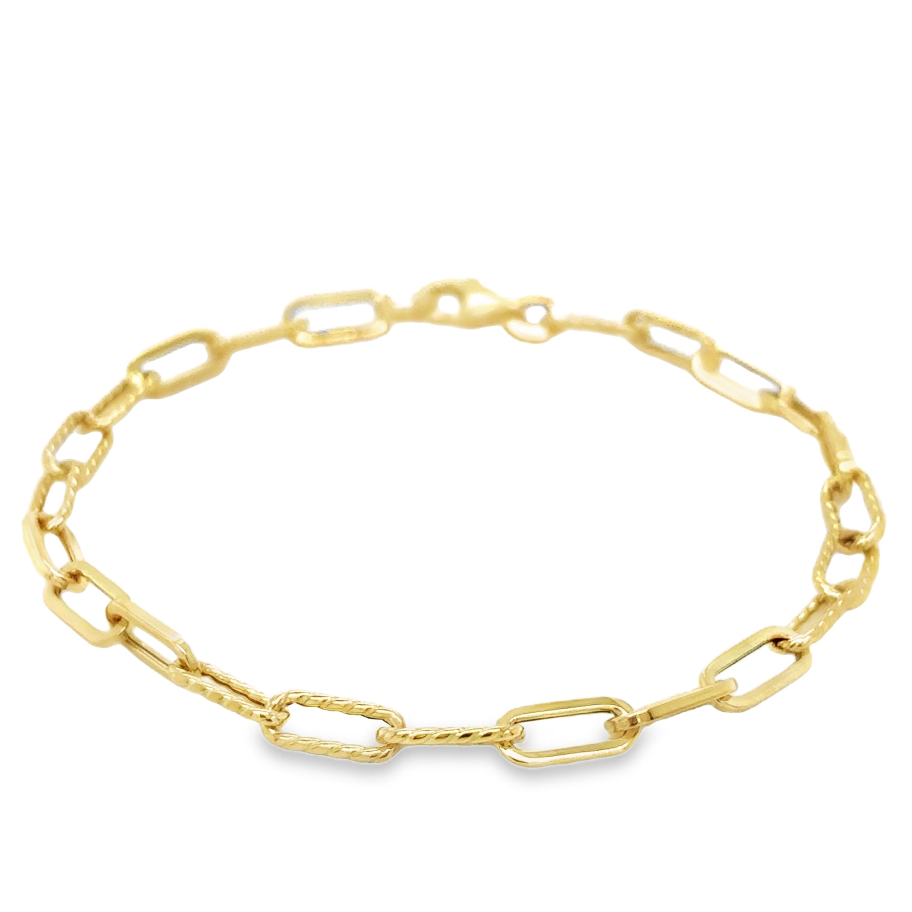 Pulsera De Paperclip De Oro Amarillo De 14Kt 2.65 G