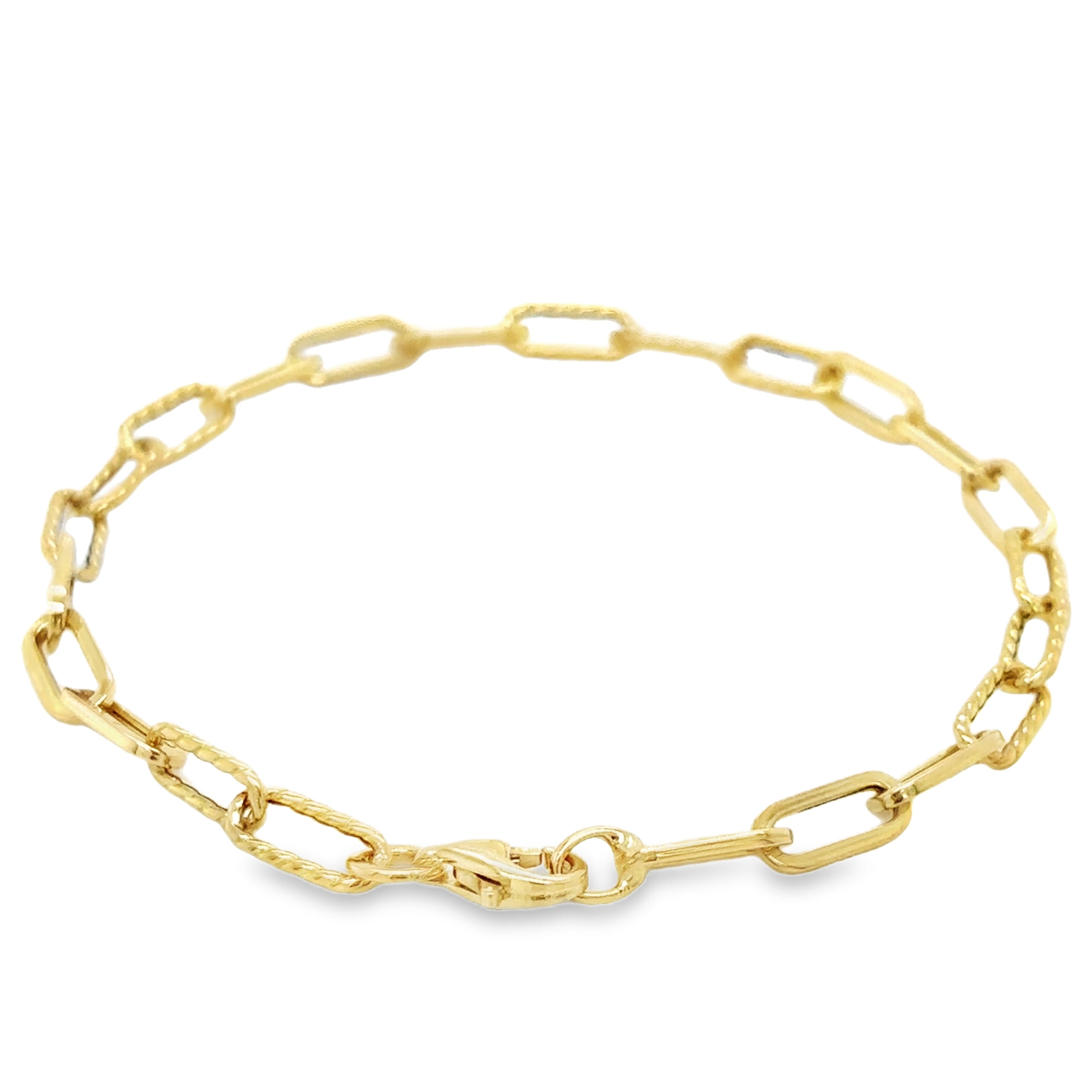 Pulsera De Paperclip De Oro Amarillo De 14Kt 2.65 G