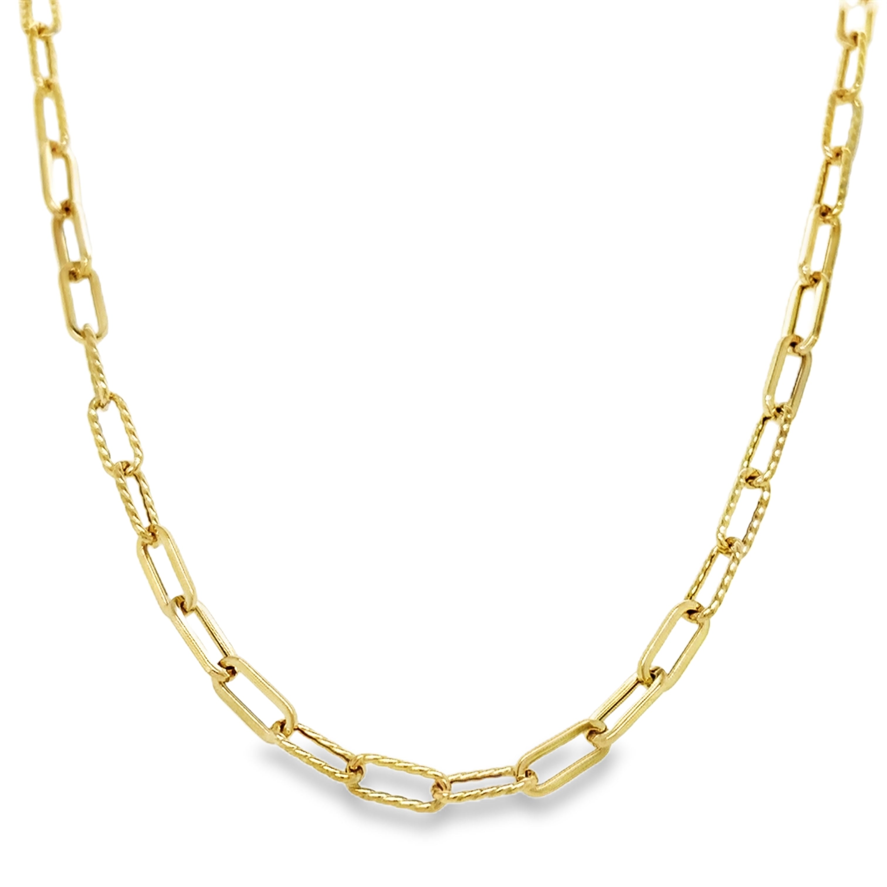 Collar De Paperclip De Oro Amarillo De 14Kt 5.65 G