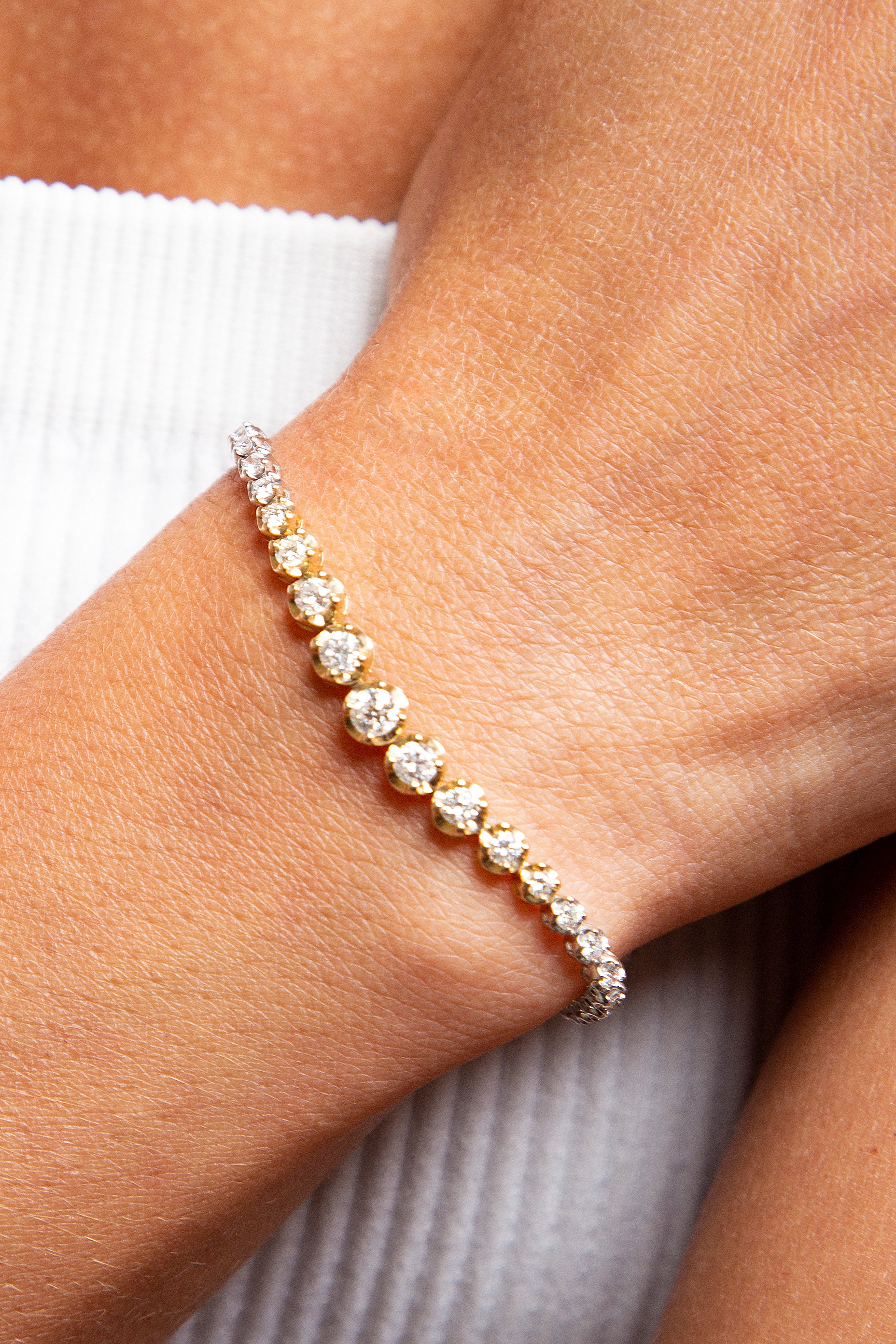 Pulsera Tennis Diamante Oro Blanco / Amarillo 14K 2.18 ct.