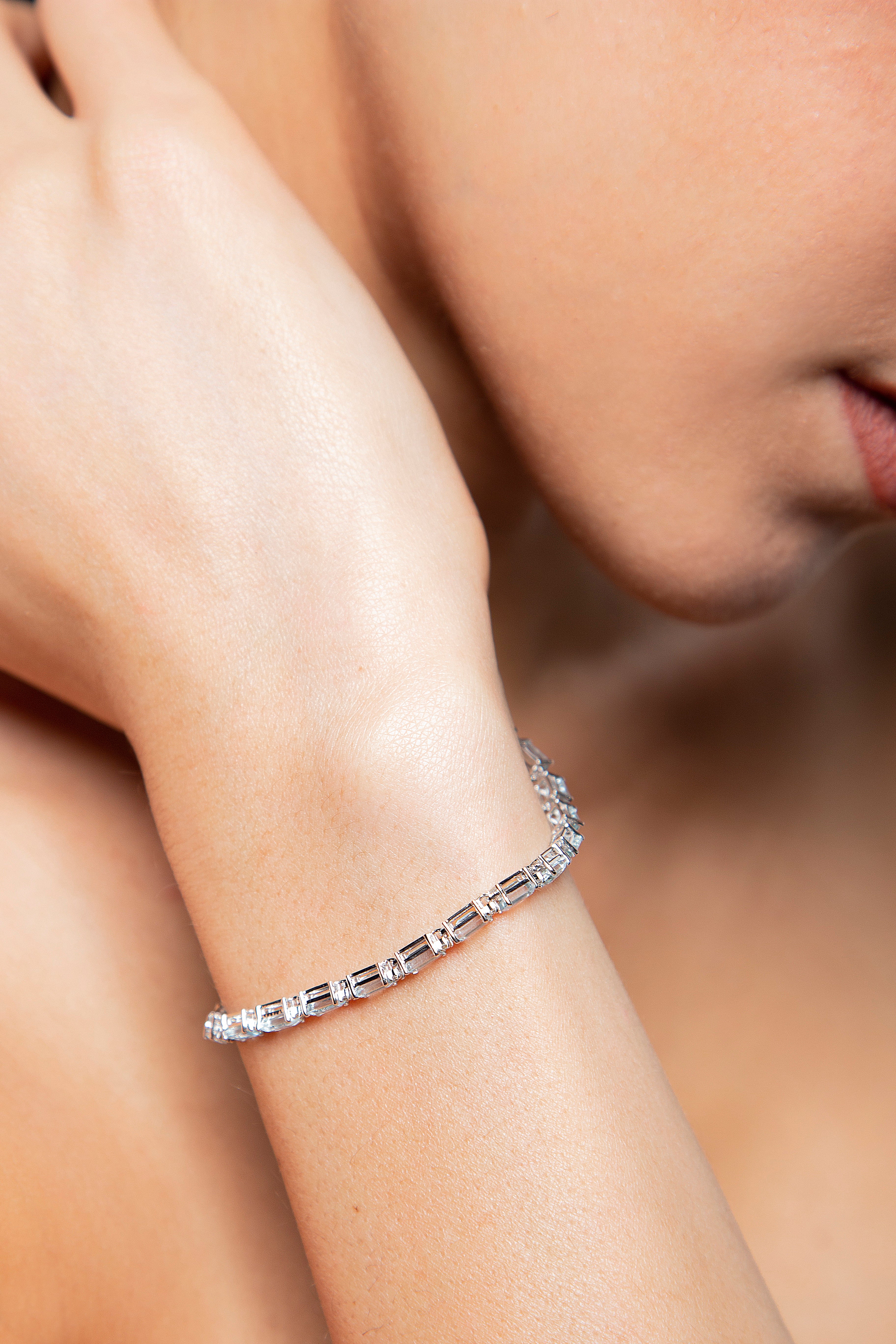 Pulsera Multi Shape Diamante Aguamarina Oro Blanco 14K 7.41 ct.