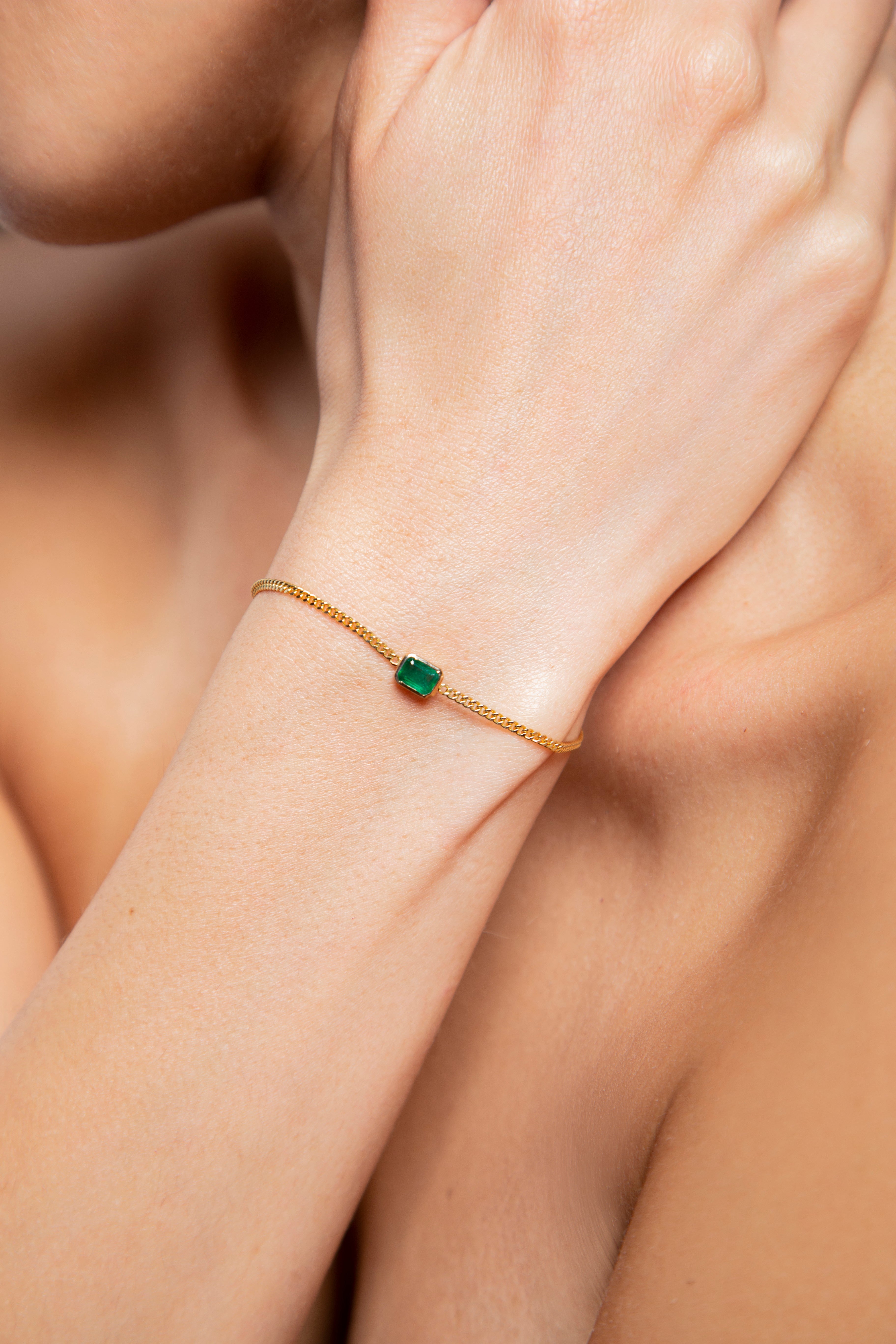 Pulsera Solitario Esmeralda Oro Amarillo 14K 0.63 ct.