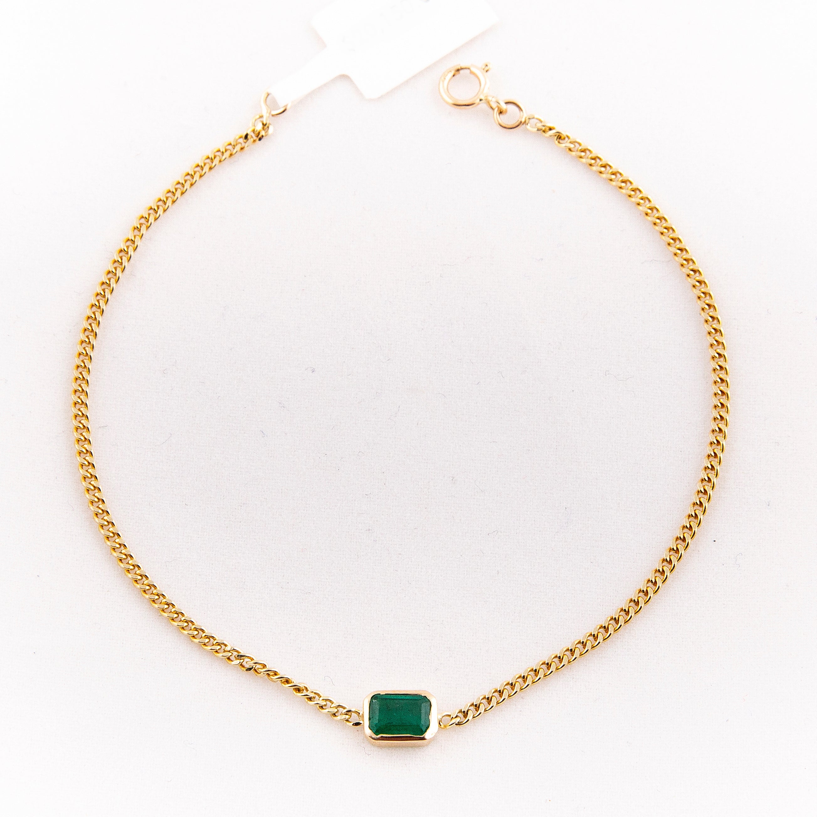 Pulsera Solitario Bezel Esmeralda Oro Amarillo 14K 0.9 ct.