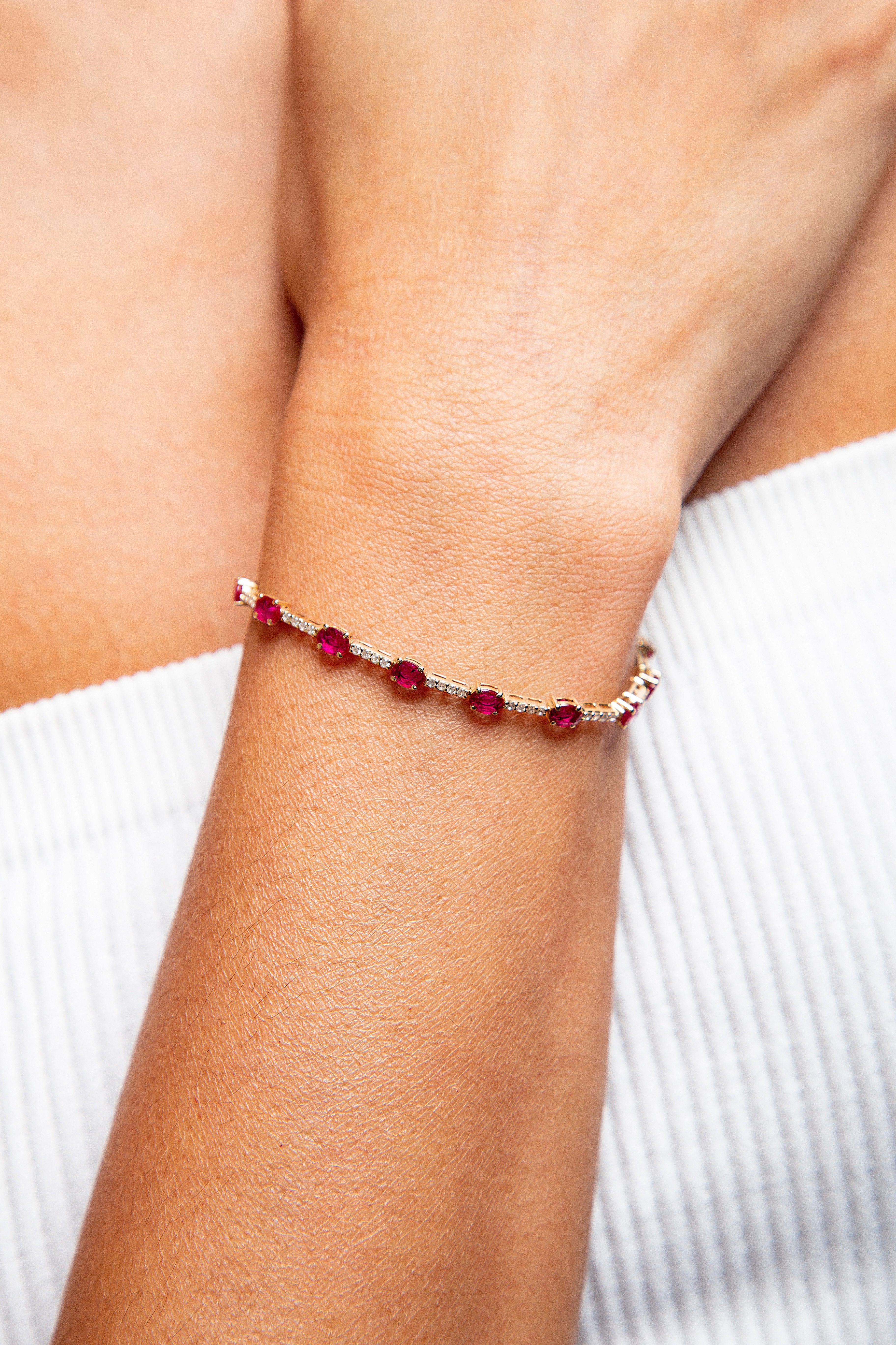 Pulsera Diamante Rubí Oro Amarillo 14K 3.7 ct.