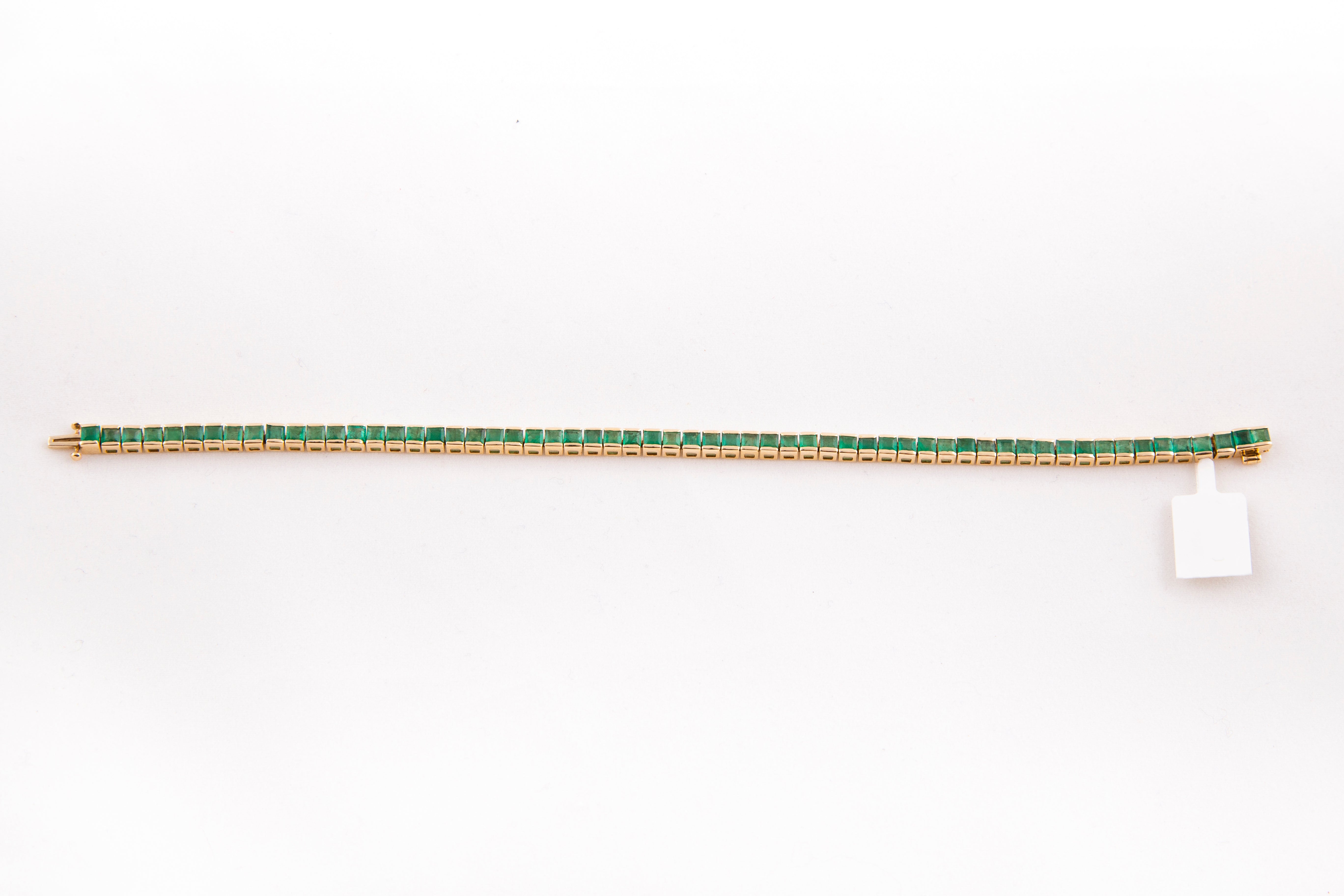 Pulsera Tennis Esmeralda Oro Amarillo 14K 6.49 ct.