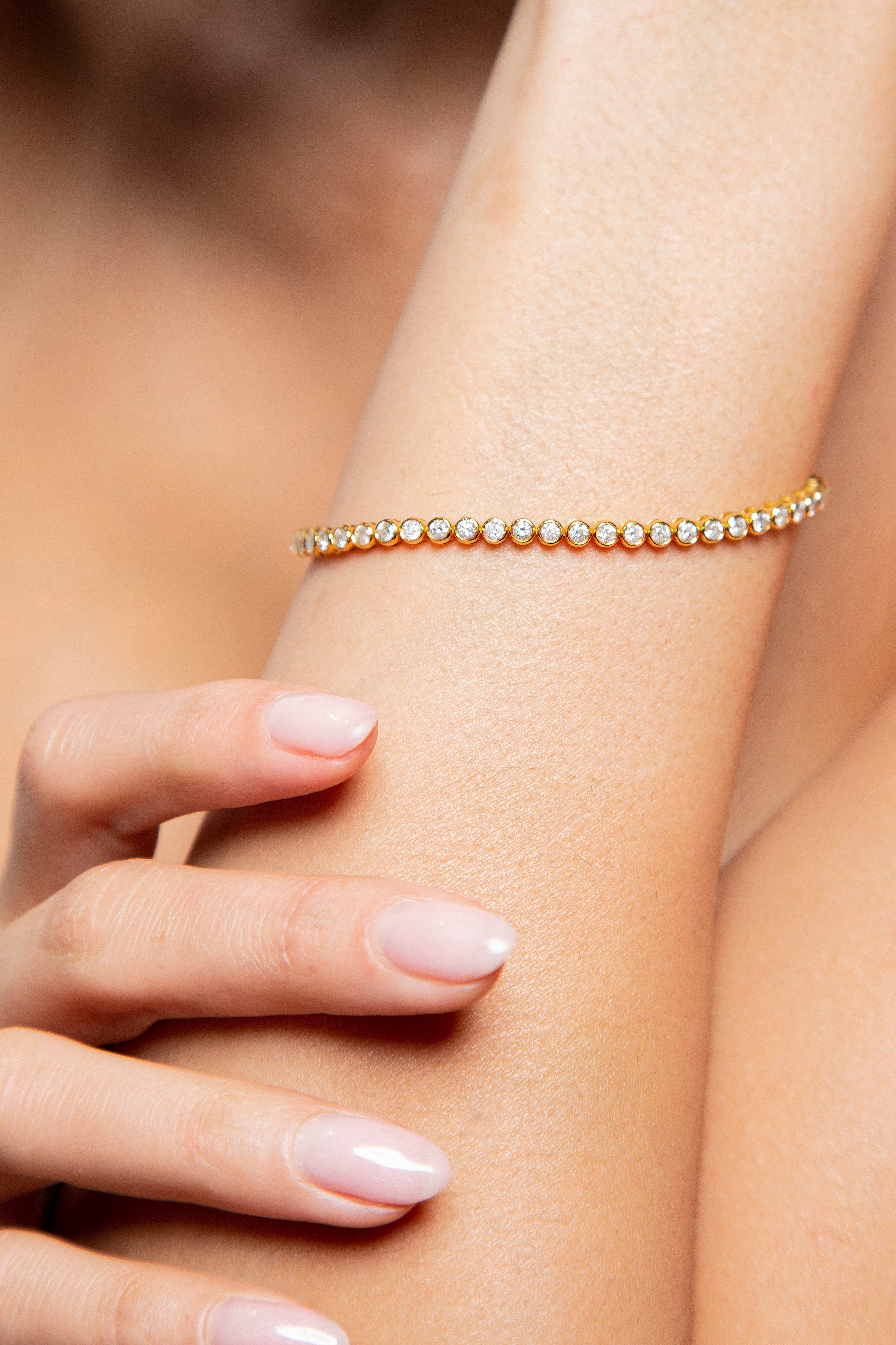 Pulsera Tennis Bezel Diamante Oro Amarillo 14K 3 ct.