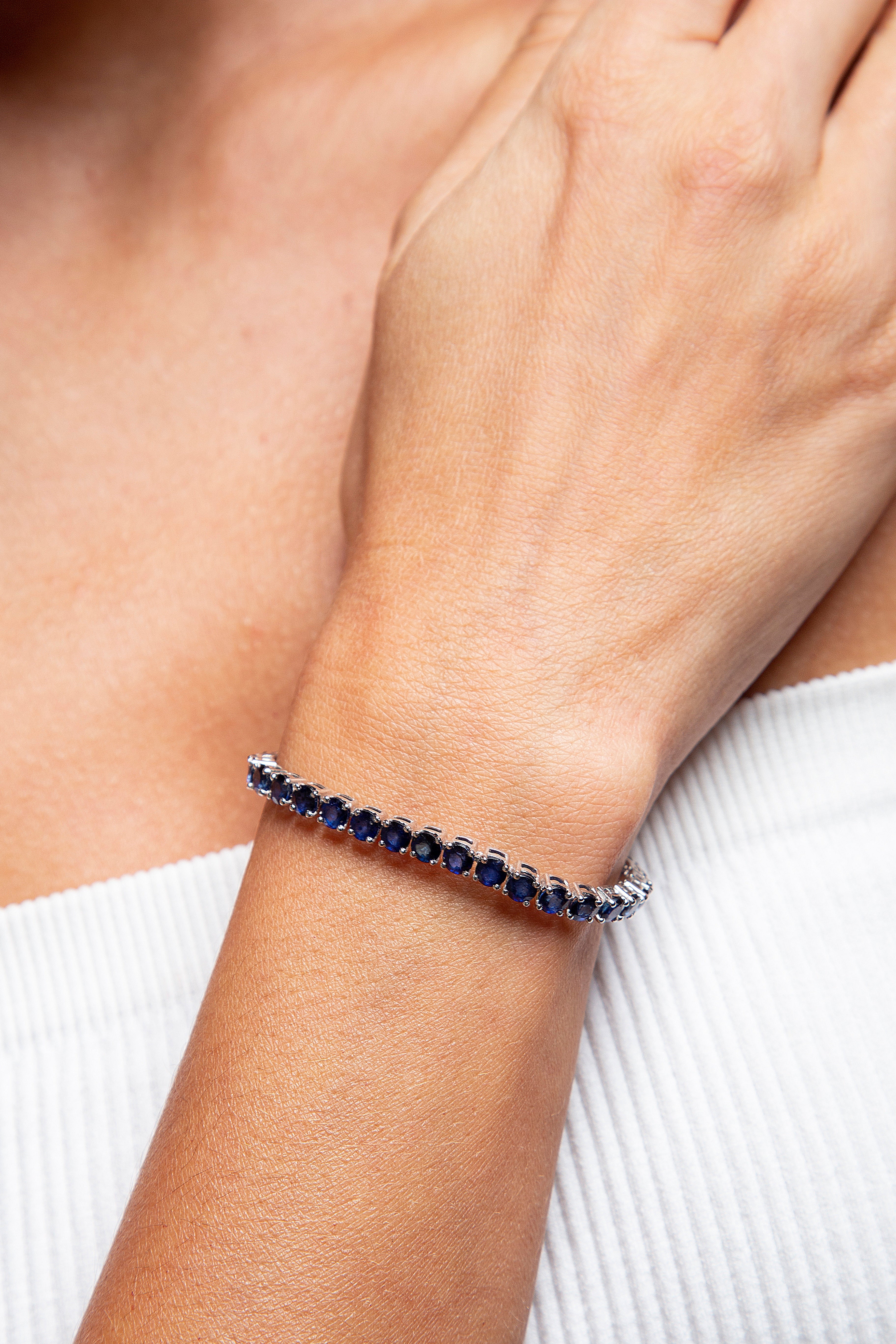 Pulsera Tennis Zafiro Oro Blanco 18K ct.