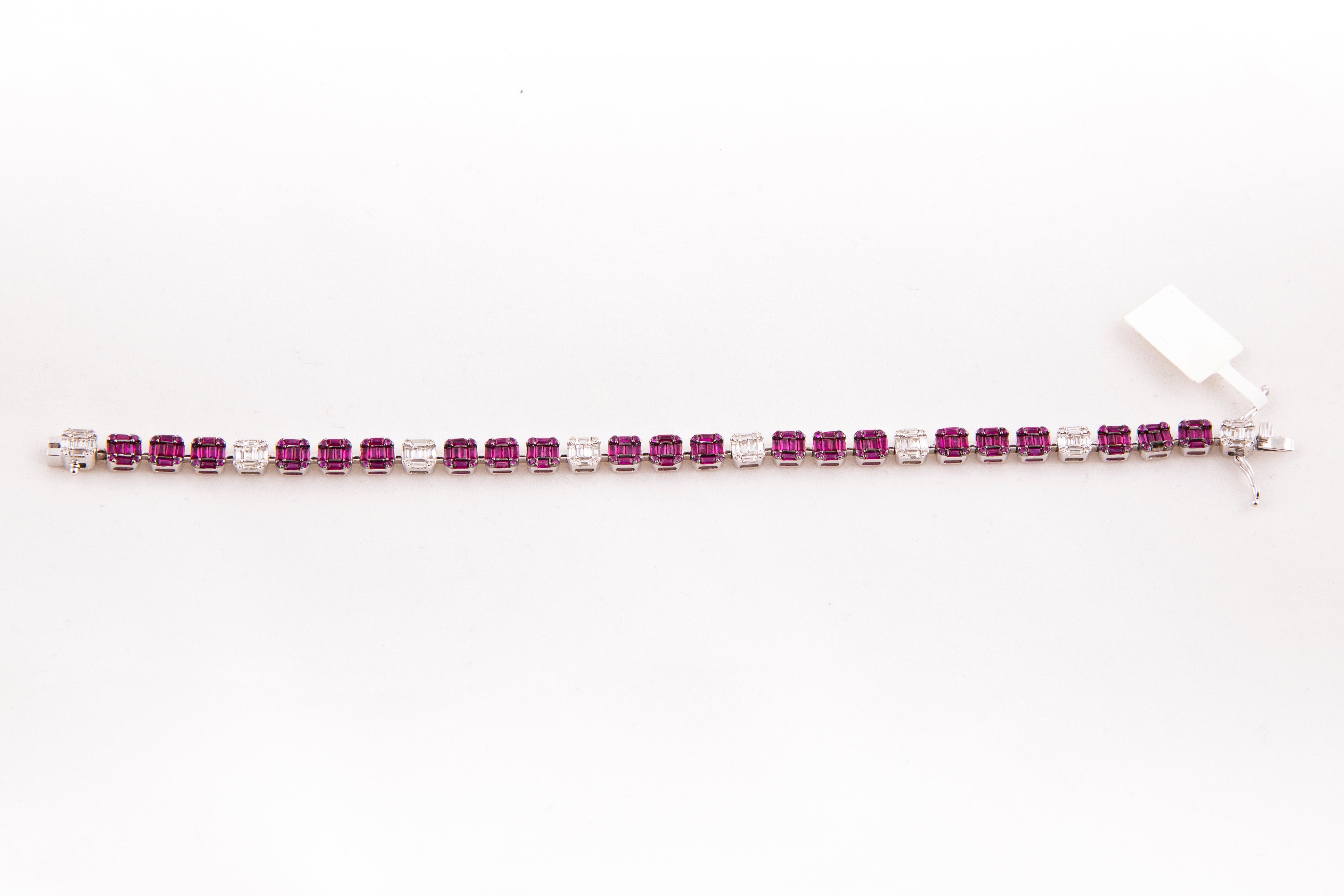 Pulsera Diamante Rubí Oro Blanco 18K ct.
