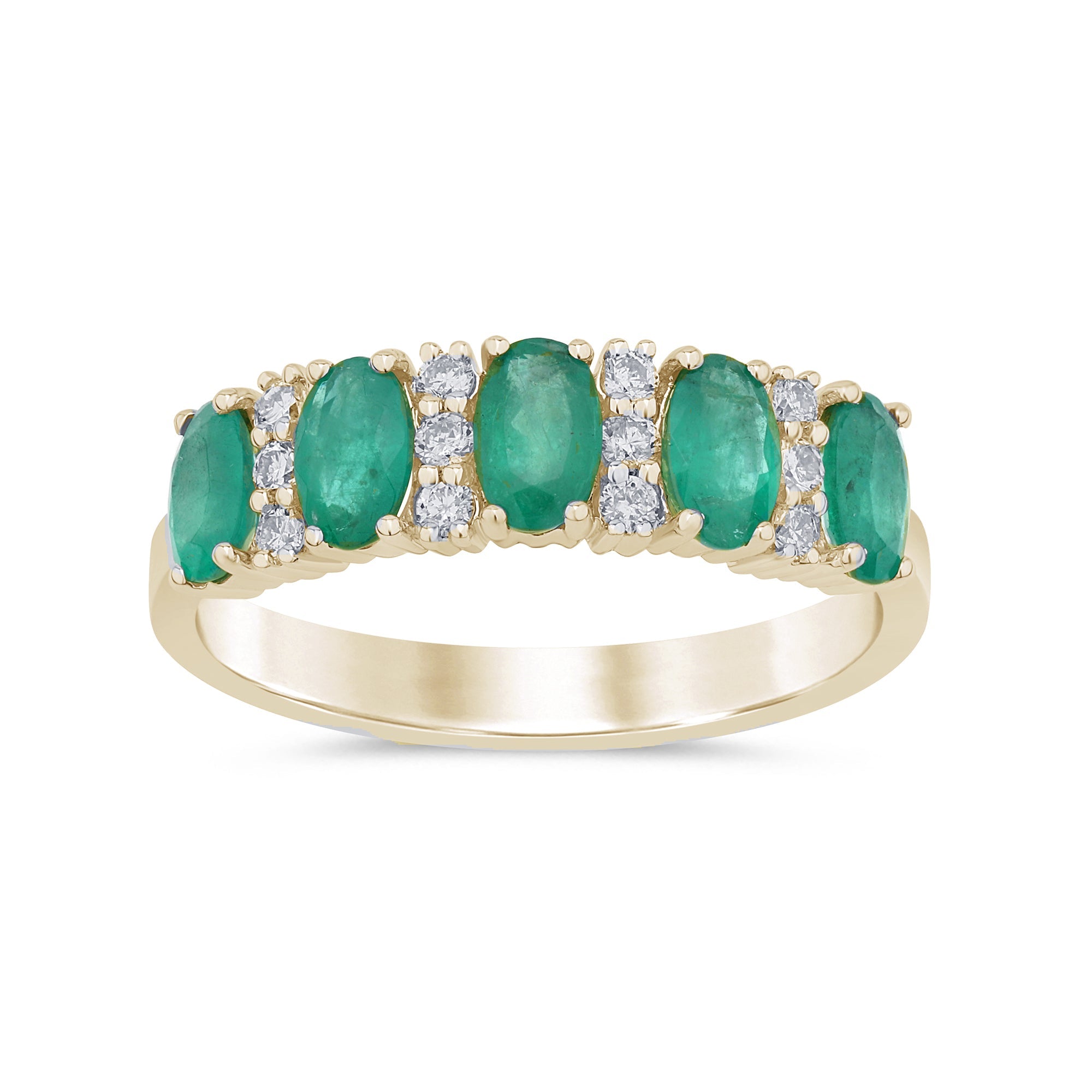 Anillo De Esmeralda Y Diamante En Oro Amarillo De 14K 1.28Ct