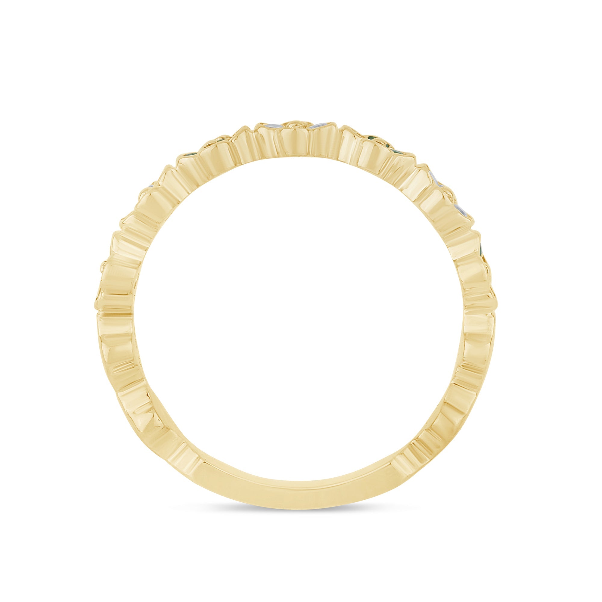 Anillo de Trebol Diamante & Esmeralda en Oro Amarillo en 14K 0.26 CT