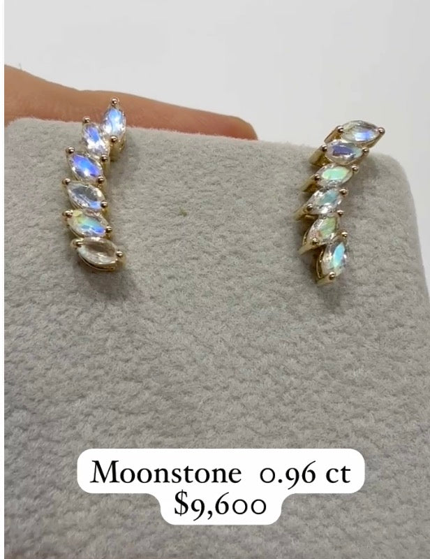 Aretes Moonstone 0.96 ct, oro 14k