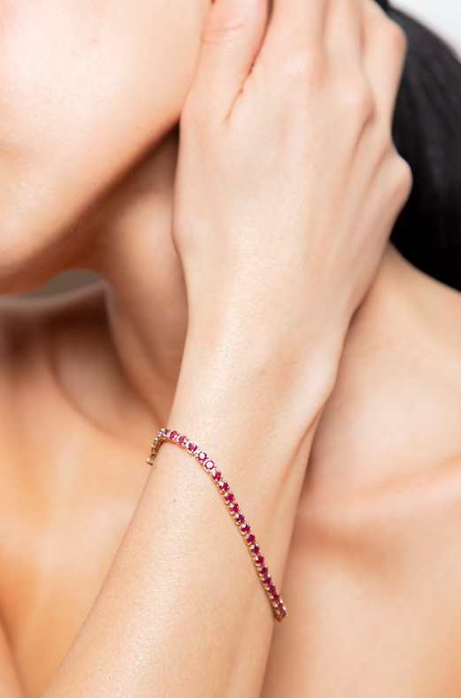 Pulsera Tennis Rubí Oro Amarillo 14K 6.8 ct.