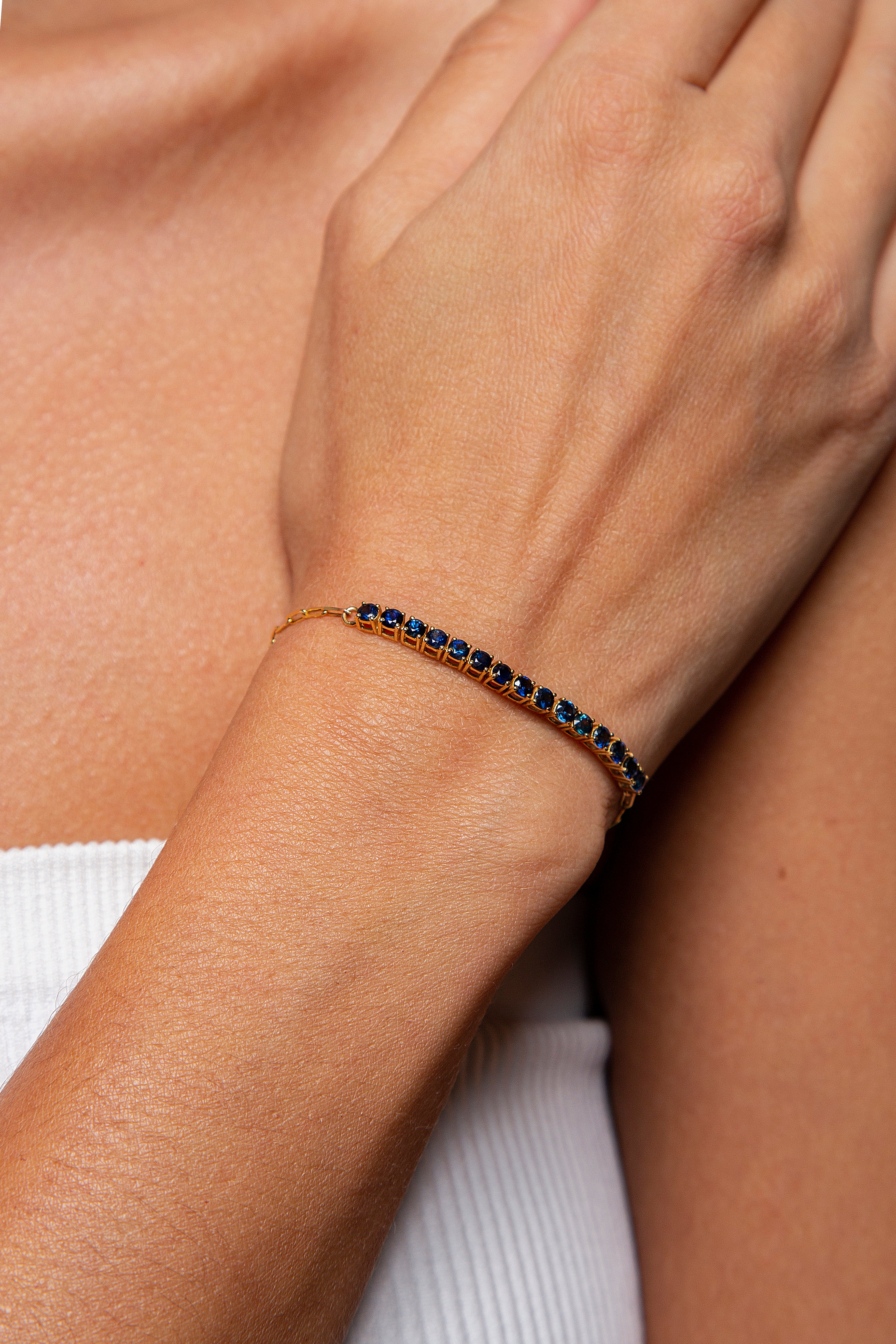 Pulsera Tennis Zafiro Oro Amarillo 14K