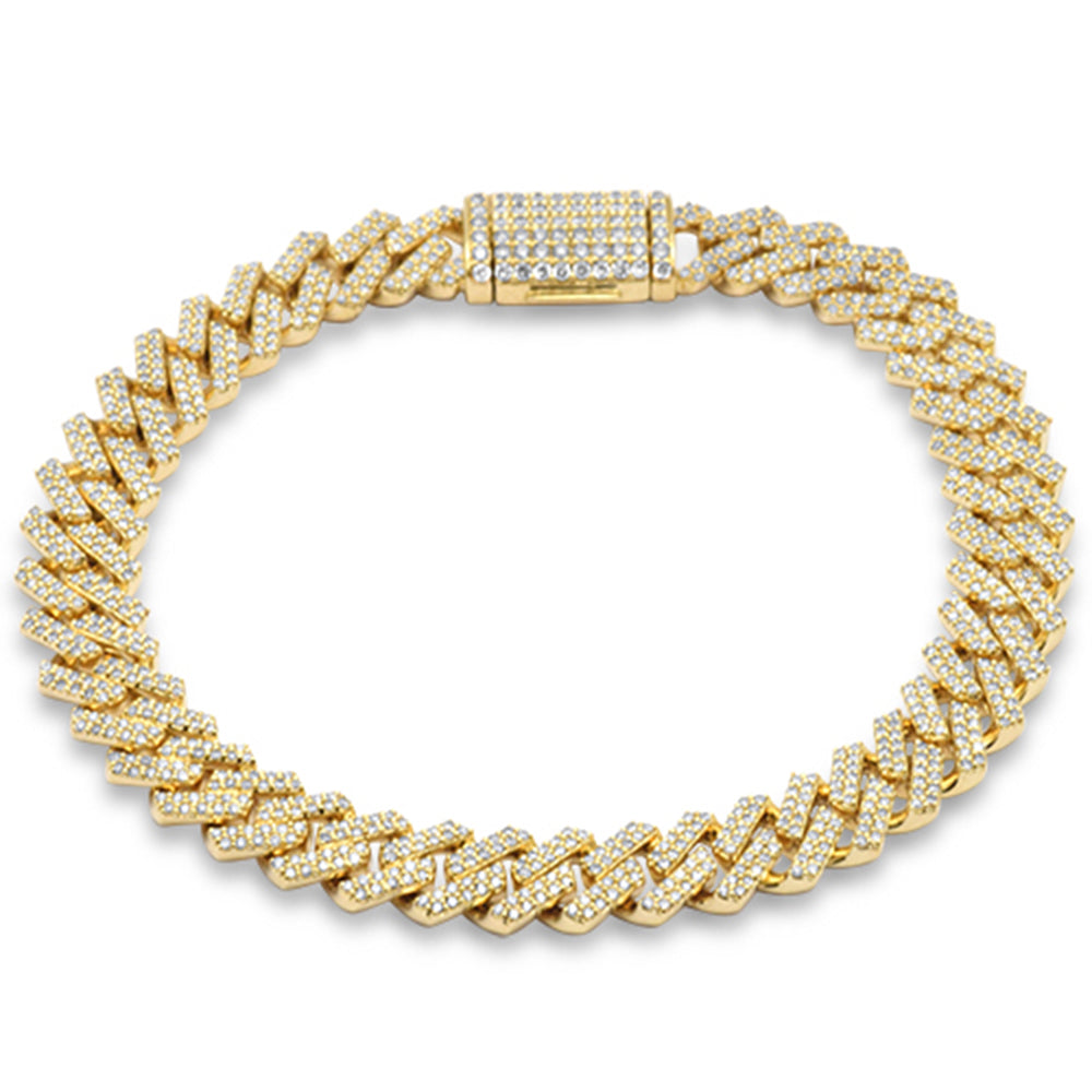 Pulsera Cubana Pavé Link De Diamante En Oro Amarillo De 14K 1.93Ct