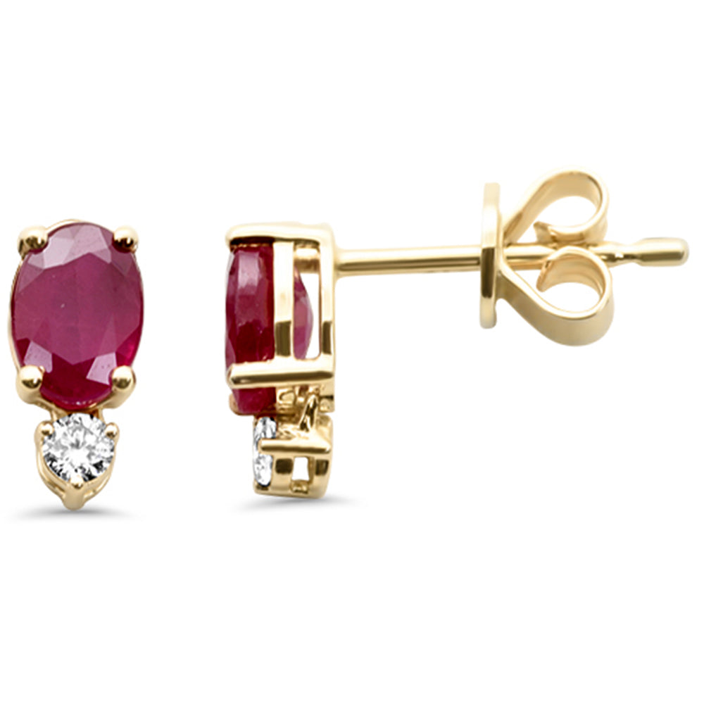 Aretes Drop De Rubí Y Diamante En Oro Amarillo De 14K 1.24Ct