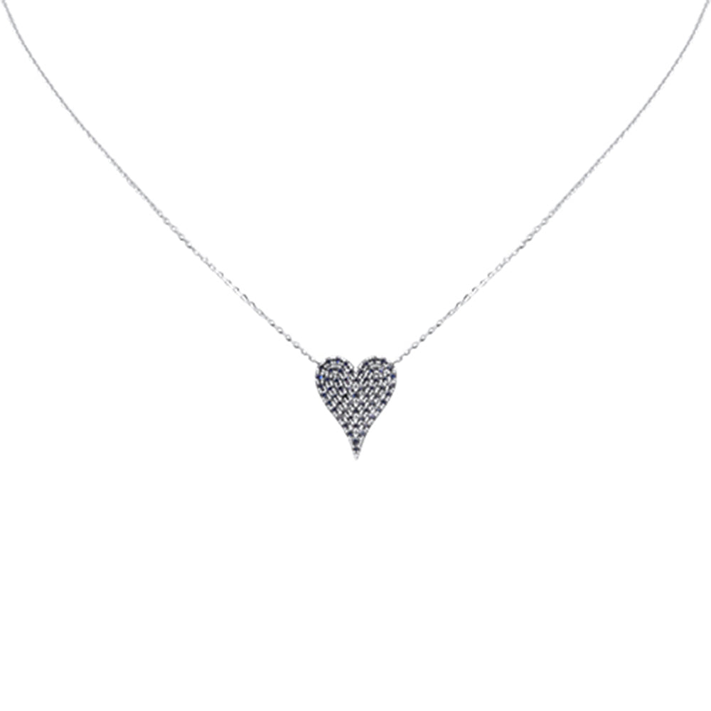 Pendant Corazón De Zafiro Azul En Oro Blanco De 14K .44Ct