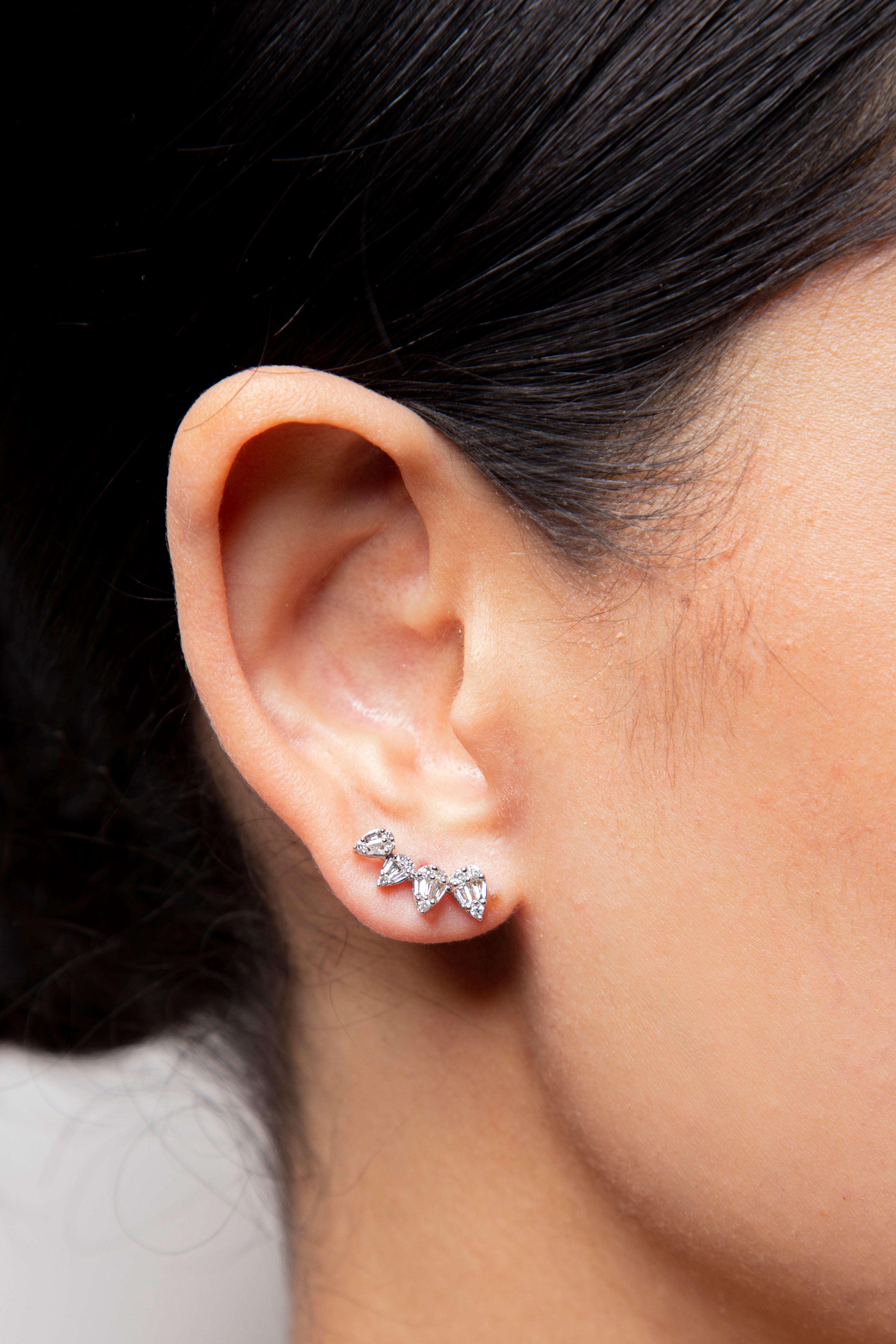 Aretes Climbers Diamante Oro Blanco 14K 0.4 ct.